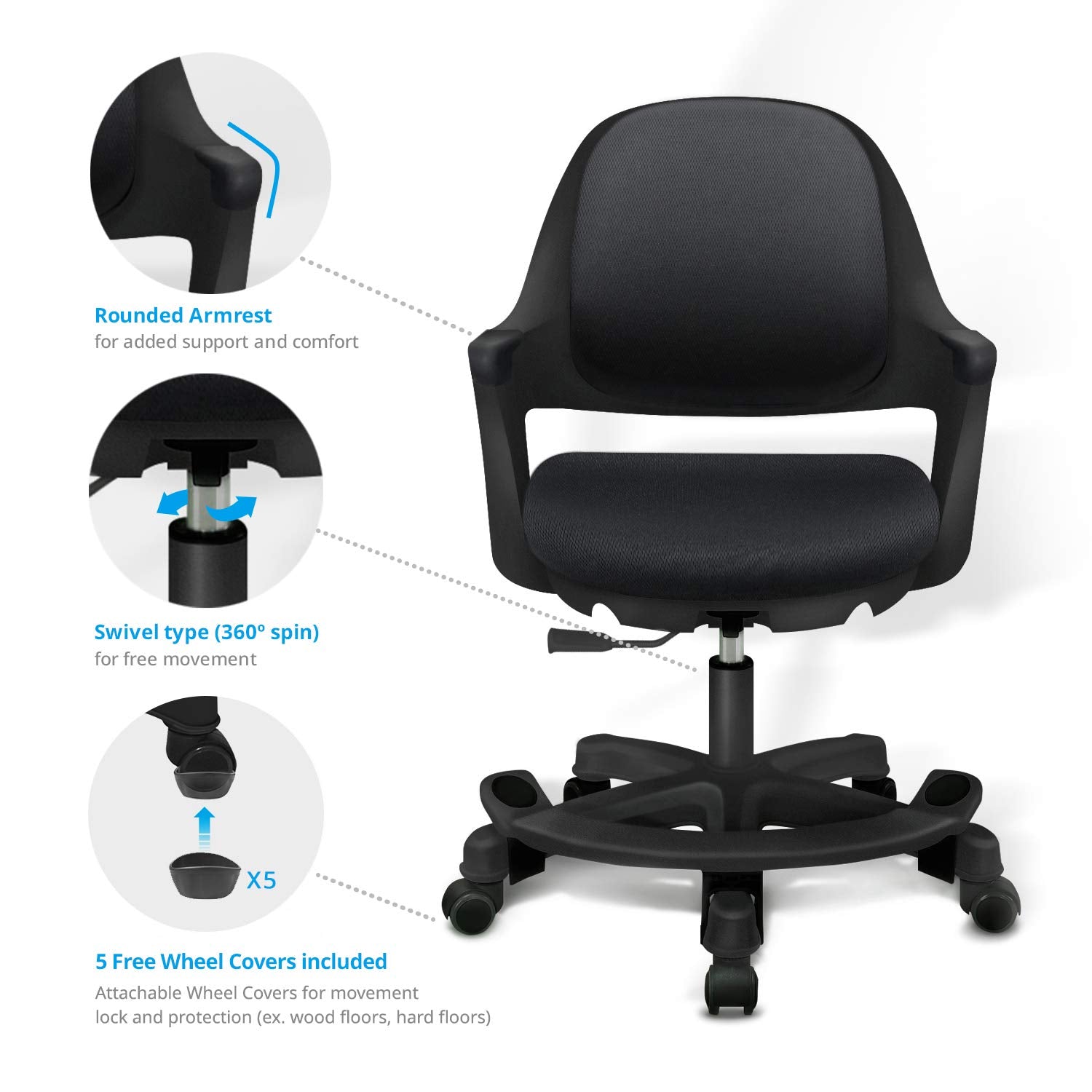 Ergonomic Kids Desk Chair with Footrest
