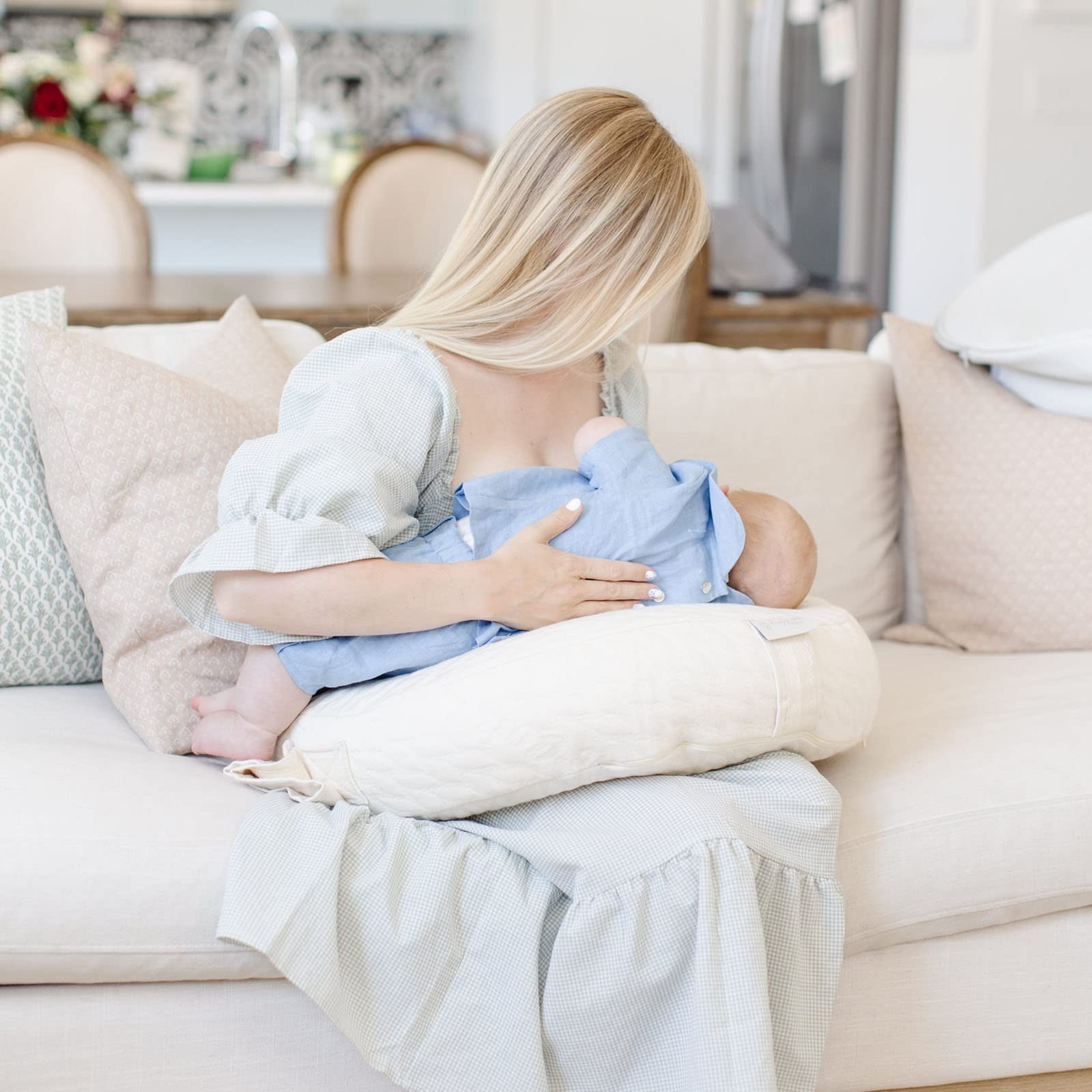 Perch Convertible Nursing Pillow 17" x 7" + Case for Breastfeeding + Bottle Feeding