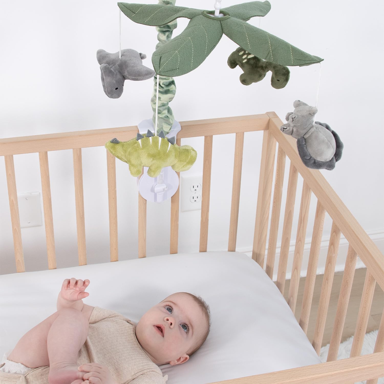 Crib Mobile for Boys or Girls - Grey and Green Camo Musical Baby