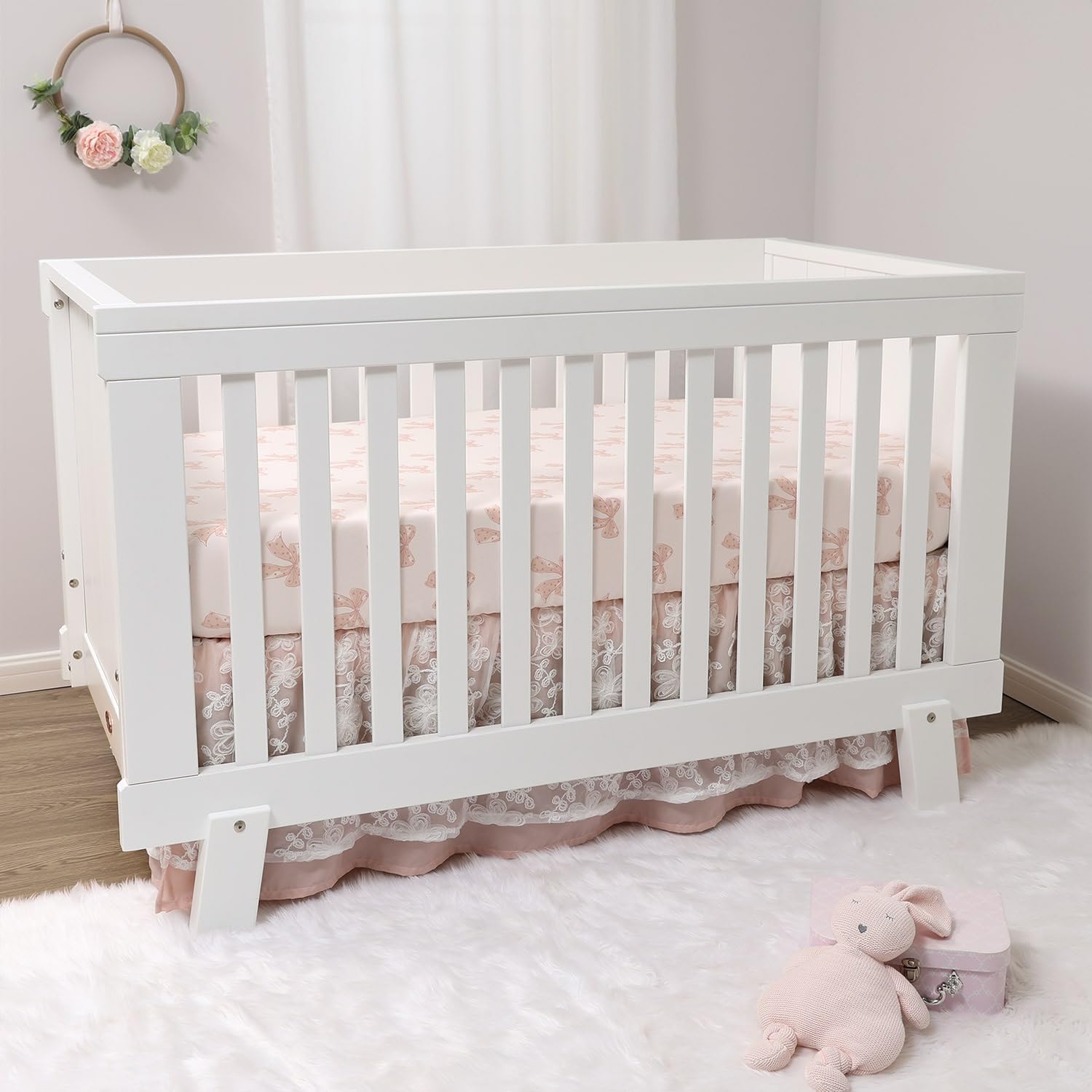 3 Piece Baby Crib Bedding Set Pink Floral
