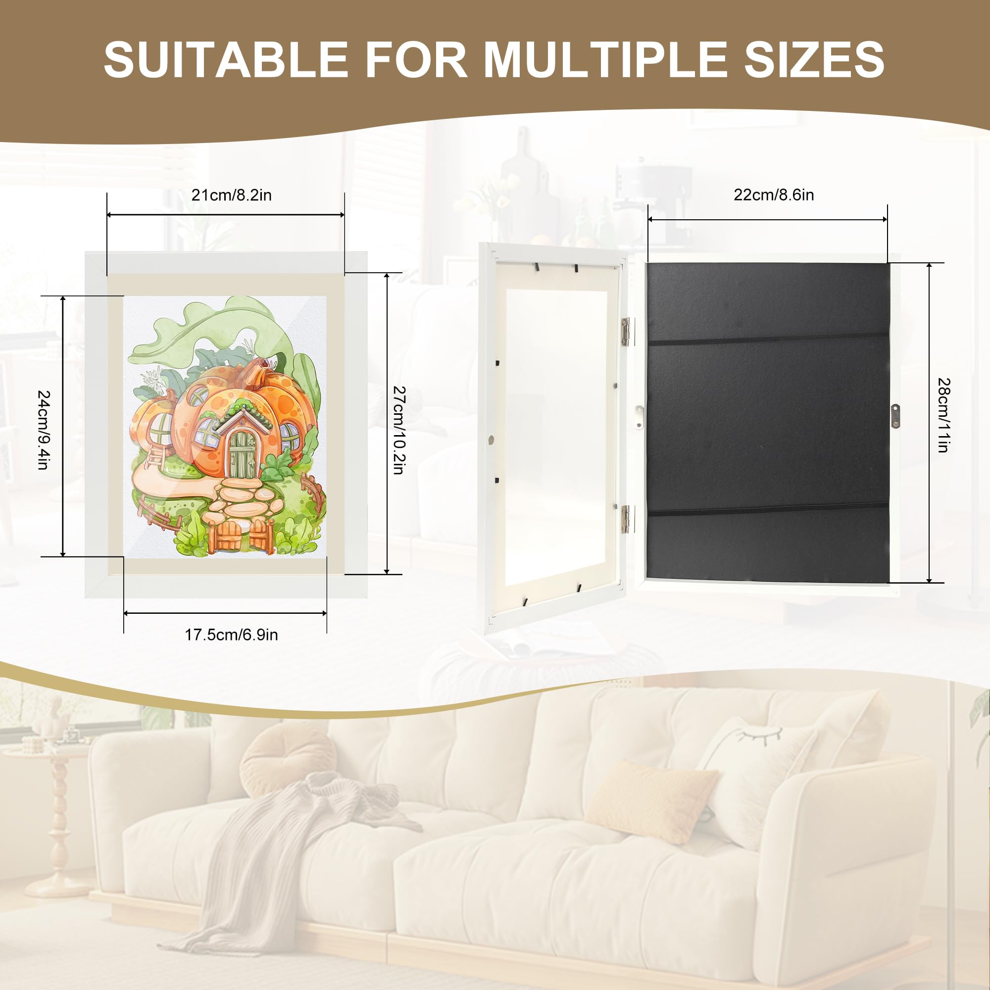 Changeable Kids Art Display Frames 8.5x11 Wall Gallery - 4 Pack Front Loading