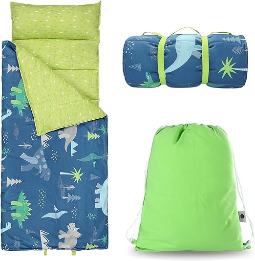 Minky Dot Toddlers Nap Mat with Removable Pillow and Soft Blanket,