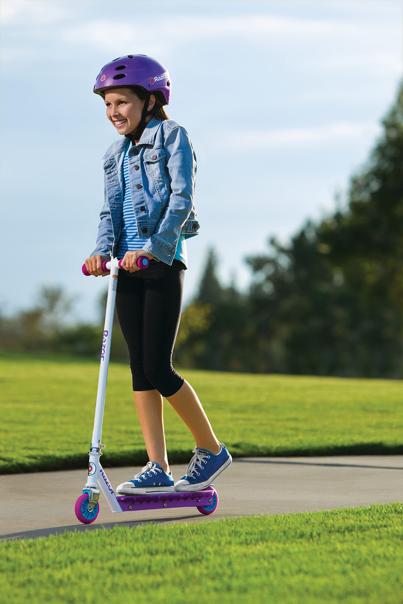 Party Pop Kick Scooter for Kids Ages 6+ - 12 Multi-Color LED Lights