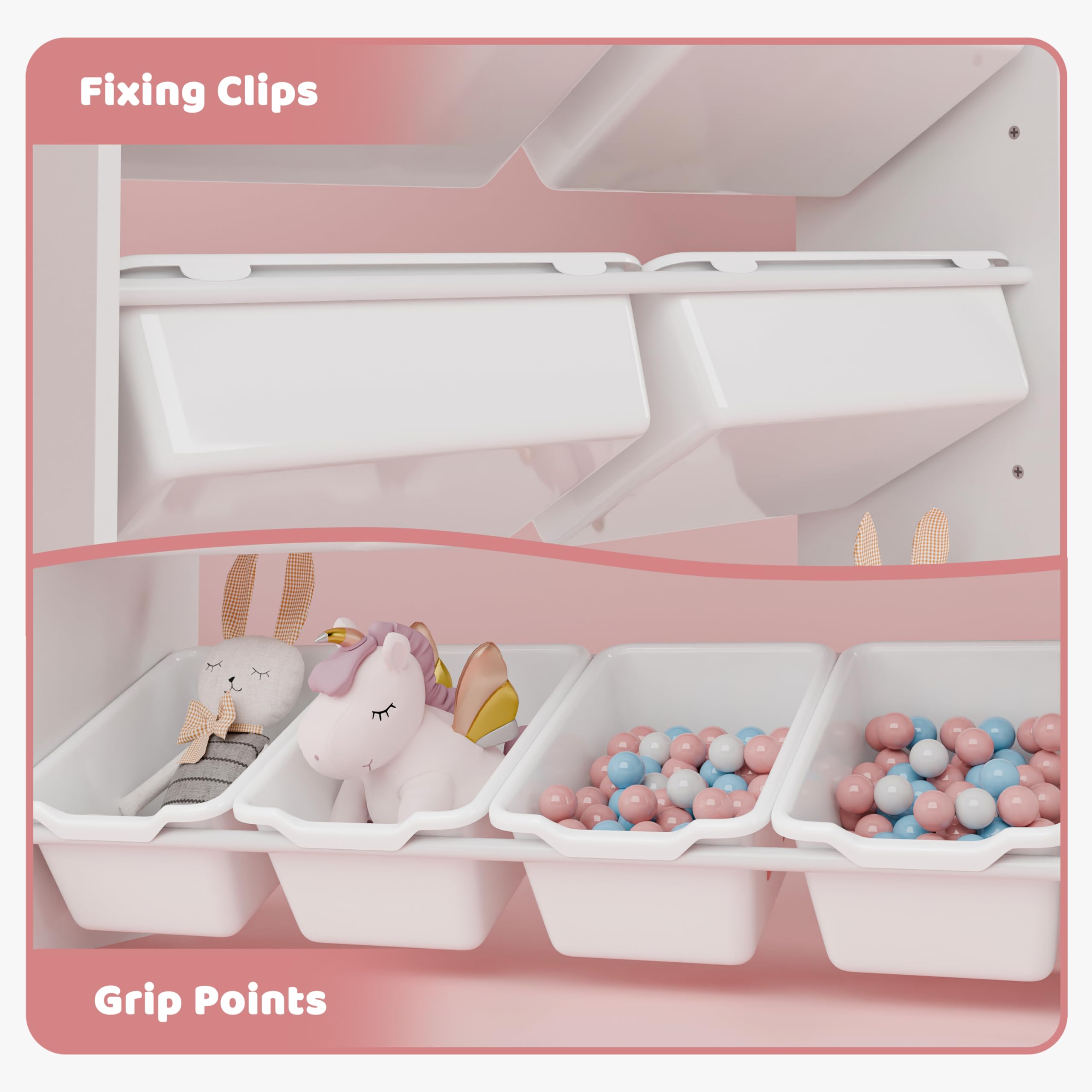 4-Tier Kids Toy Storage Organizer with Removable Bins