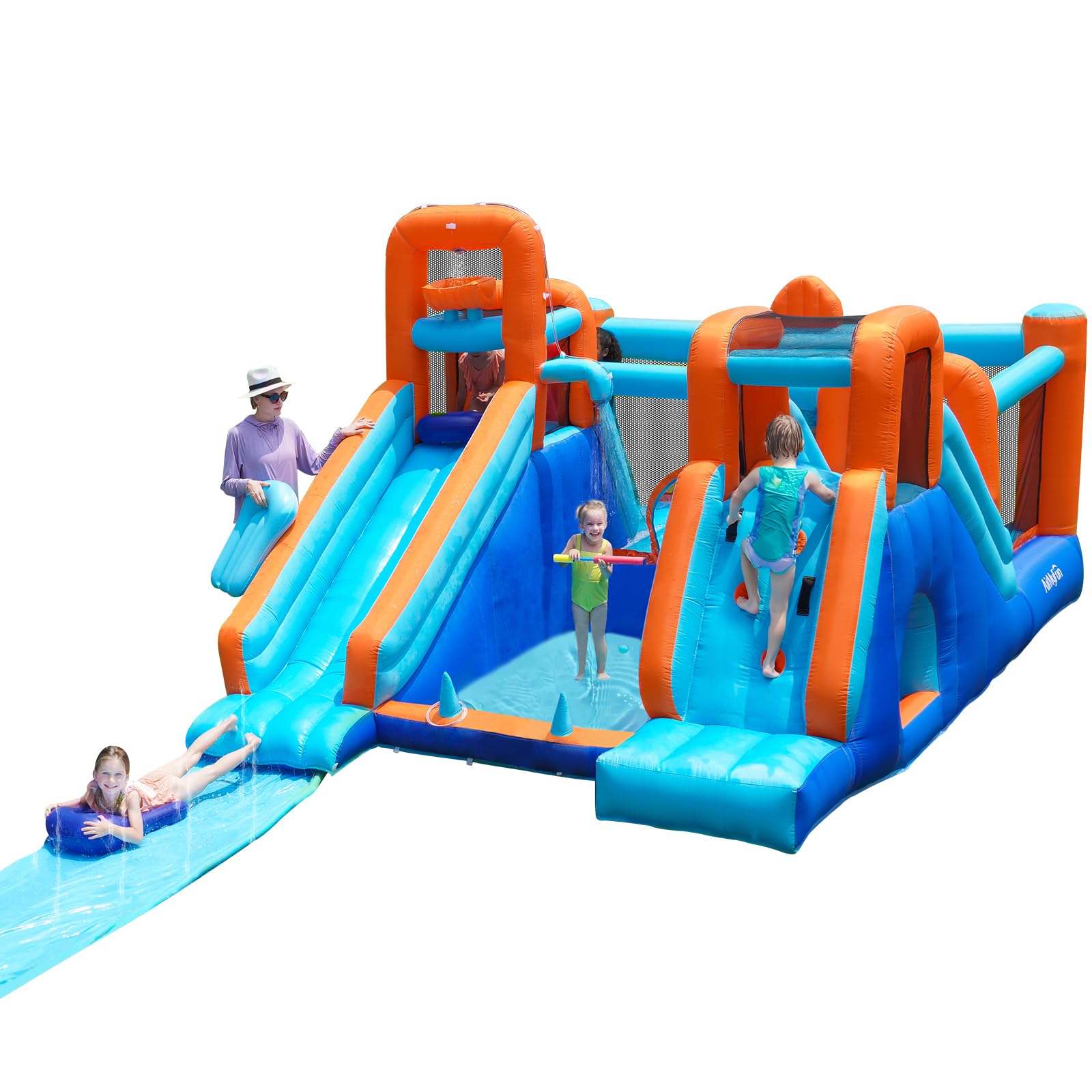 Inflatable Bounce House, Bouncer & Double Water Slide with Air Blower, Play House
