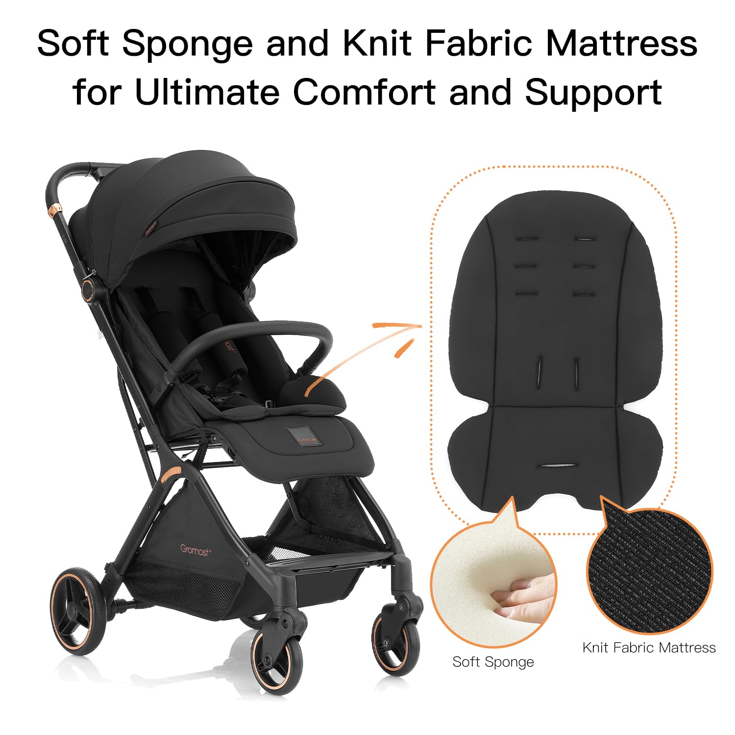 Gravity Folding Baby Stroller - Portable Travel Toddler Stroller w/Adjustable Backrest