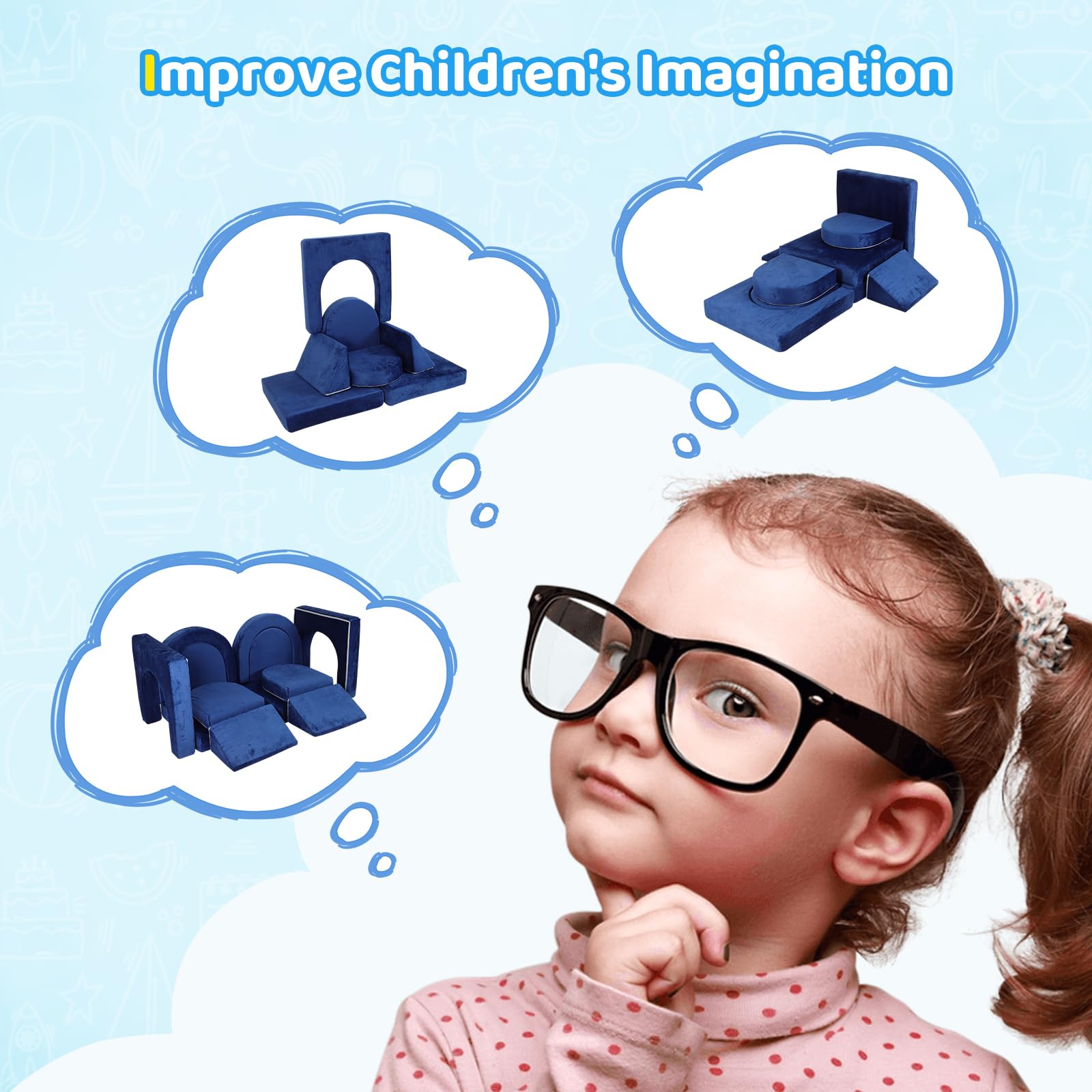 Modular Toddler Play Couch - 12 Piece Foam Building Block Set