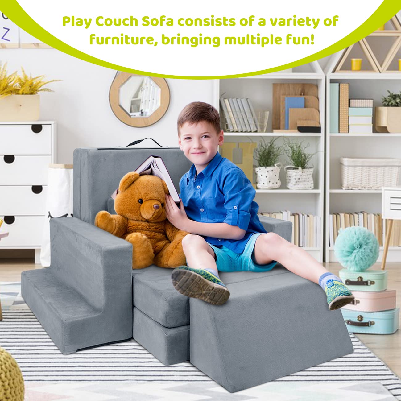 7-Piece Modular Kids Play Couch