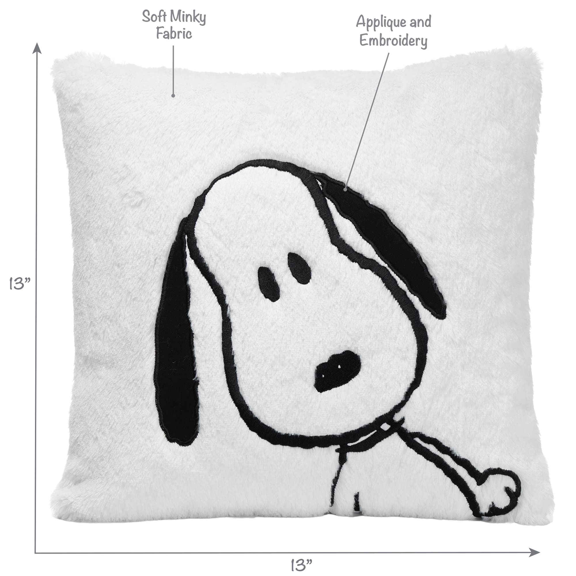 Snoopy White/Black Furry Decorative Nursery Throw Pillow