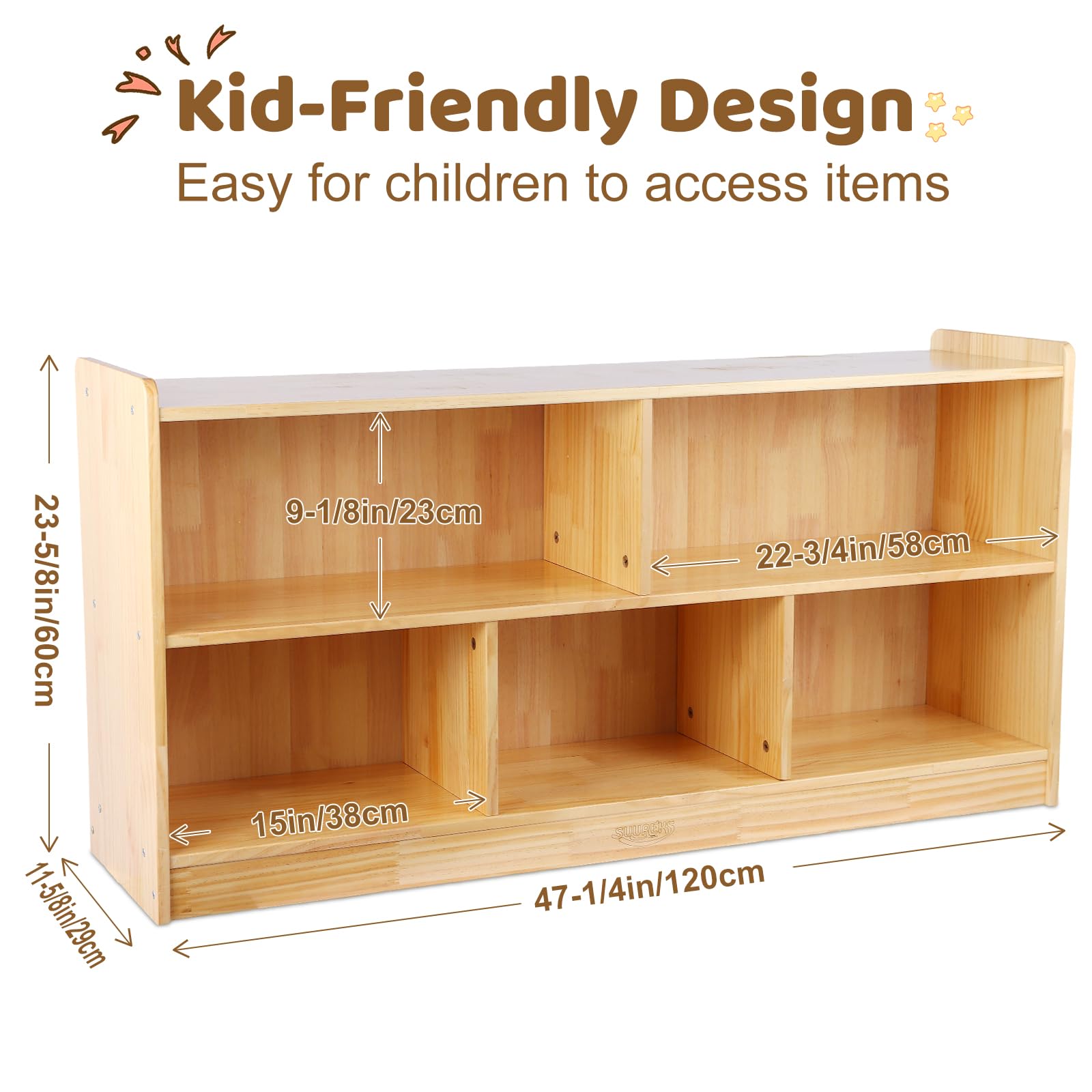Montessori Wooden Toy Storage Shelf with Bookshelf and Storage Bins