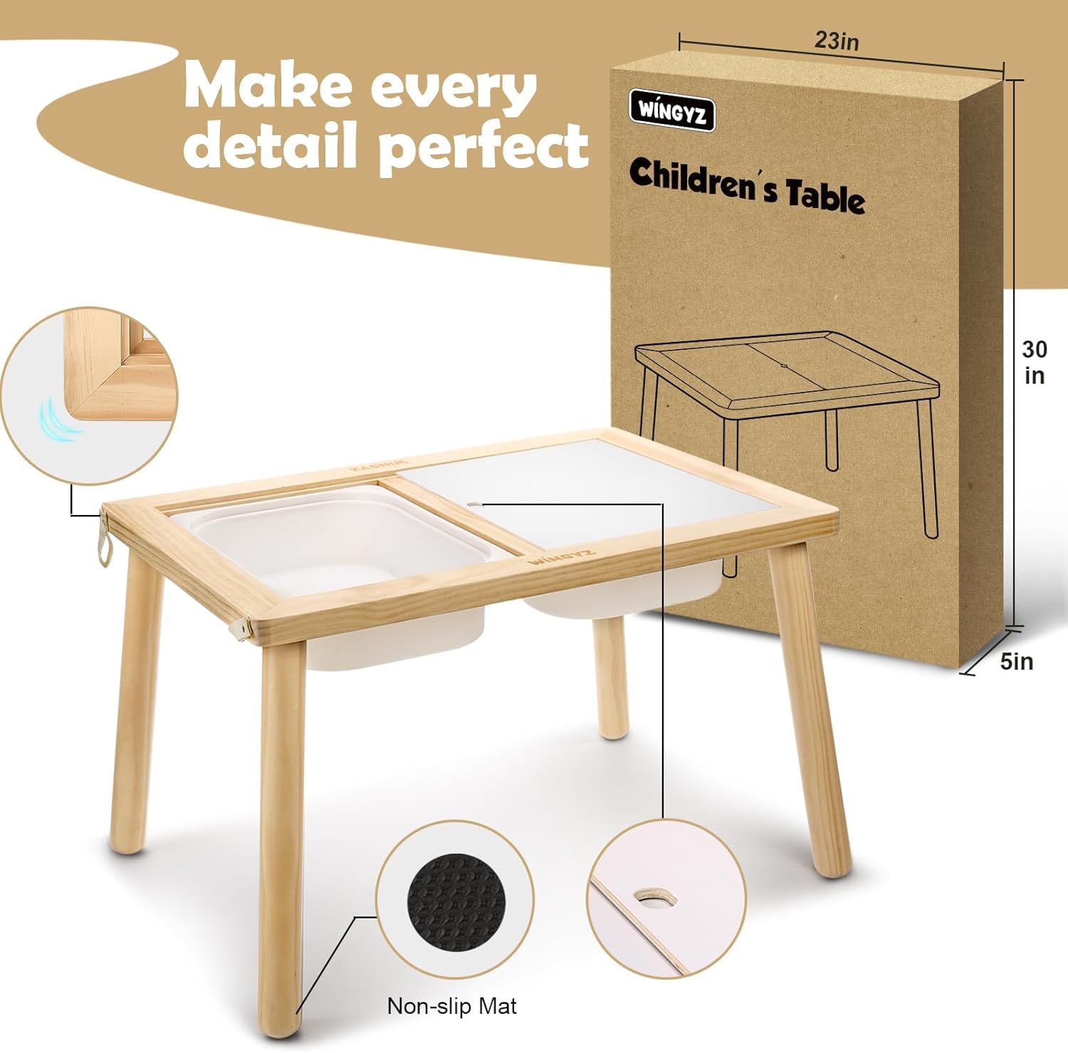 Kids Activity Table with Storage Bins
