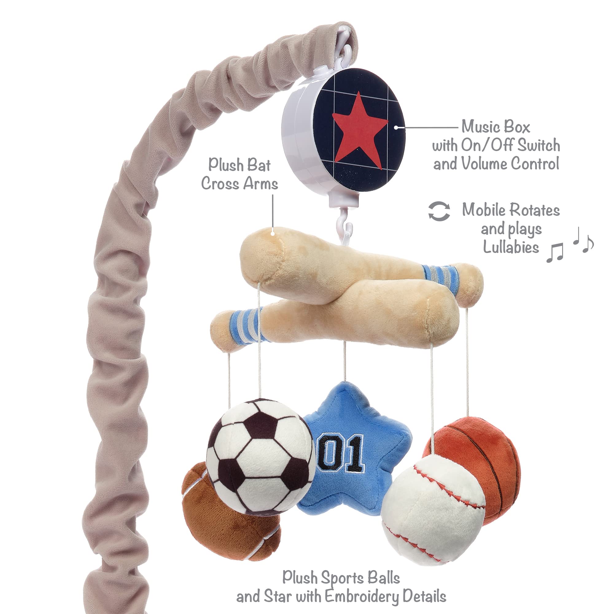 Musical Baby Crib Mobile with Sports Theme