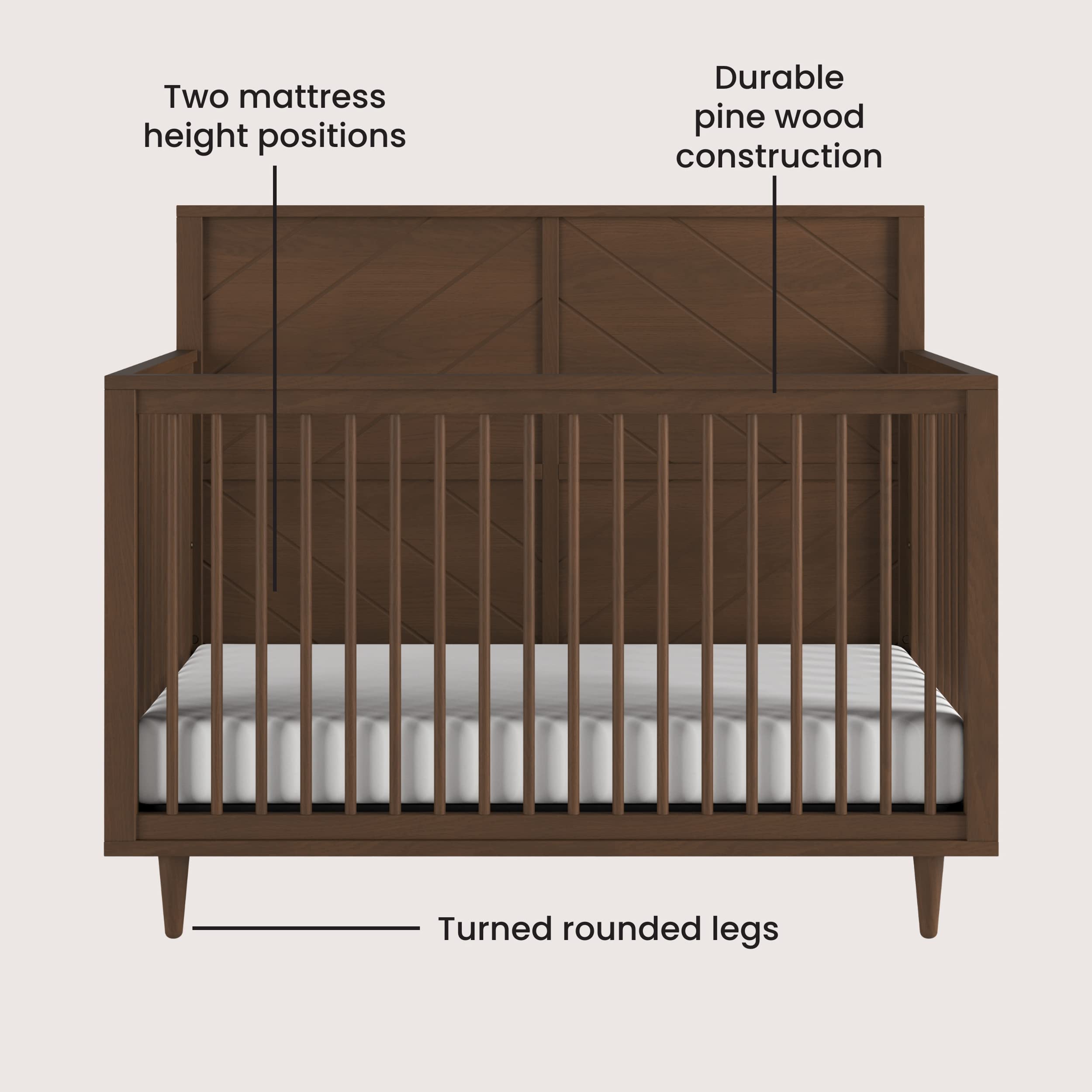 Surrey Hill 4-in-1 Convertible Crib, Baby Crib Converts to Day Bed