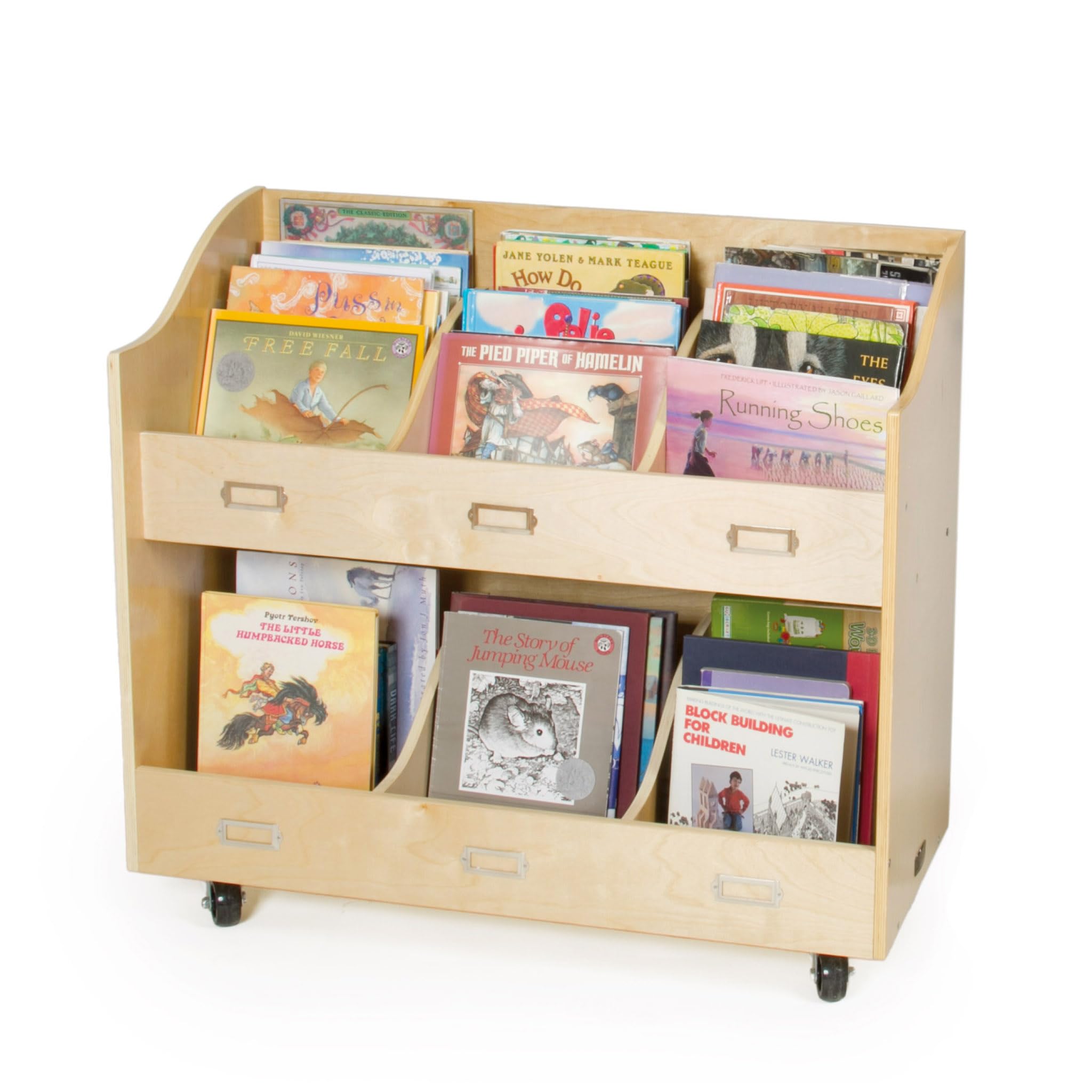 Mobile Book Organizer with Casters and Labels