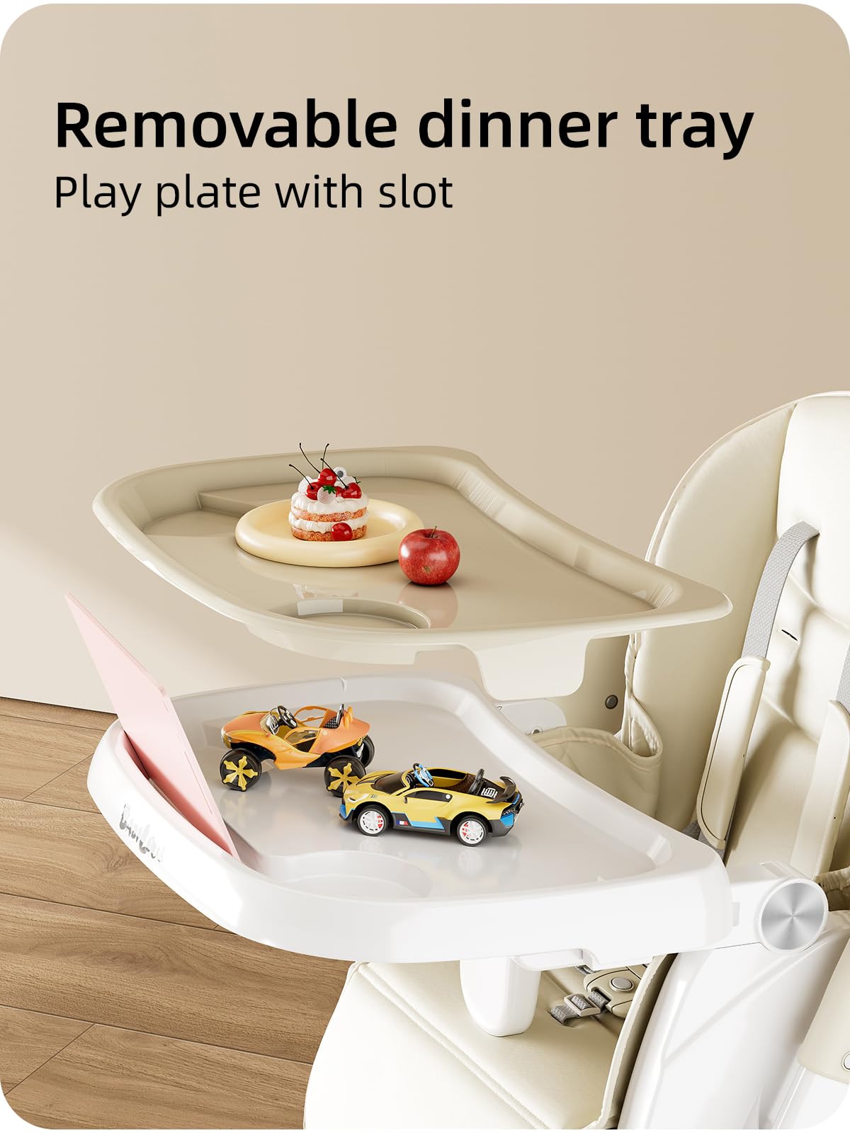 Foldable High Chair with Adjustable Height and Removable Tray