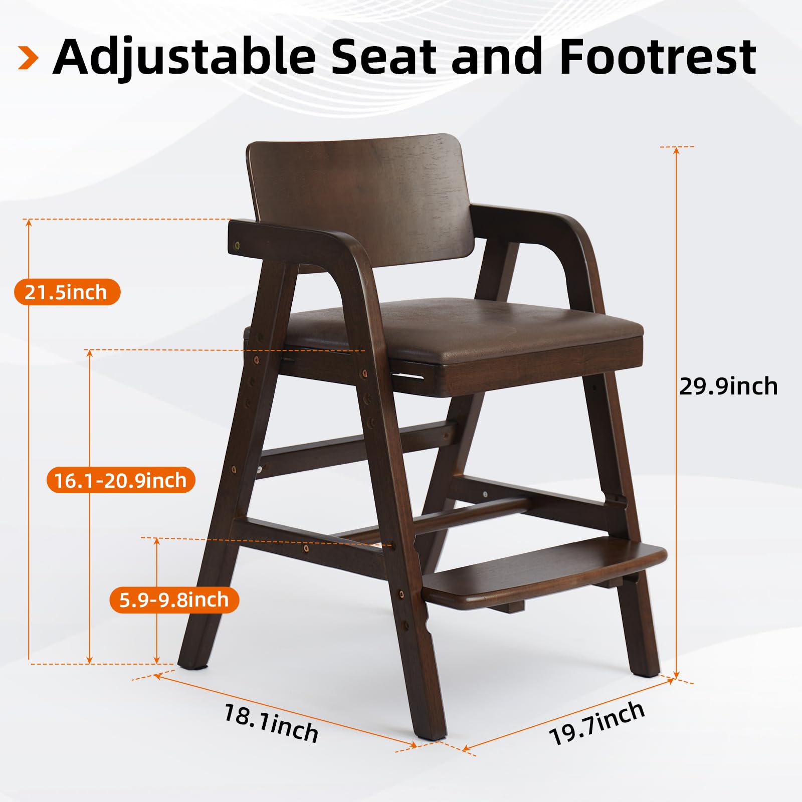 Wooden High Chair for Toddlers and Babies