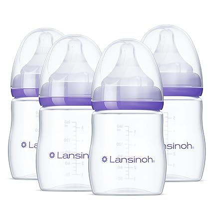 Anti-Colic Baby Bottles for Breastfeeding Babies, 8 Ounces, 4 Count, Includes