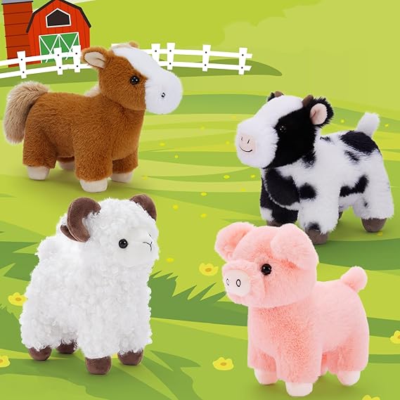 13 inch Stuffed Animals Bulk, 8 Pack Assorted Animals Plush Toy Set with Teddy Bear