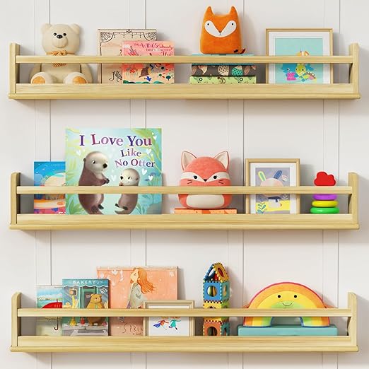 Floating Book Shelves for Wall, 24 Inch Long Wall Bookshelf