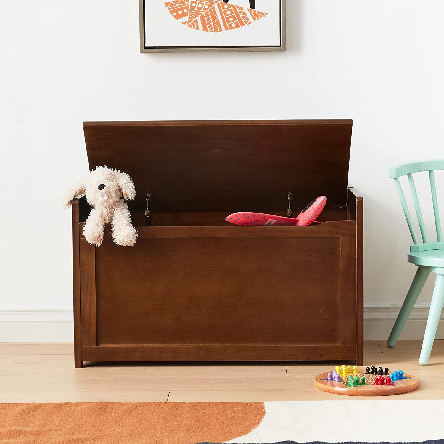 Wooden Toy Chest with Safety Hinge