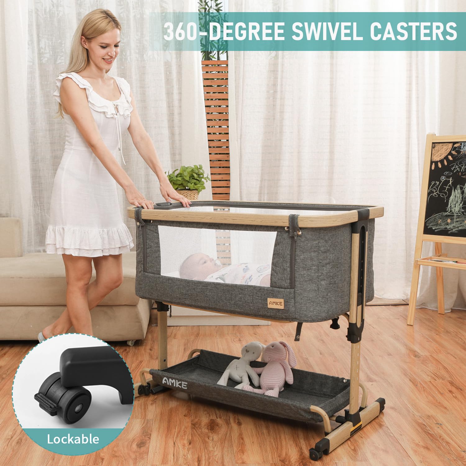 3-in-1 All-Mesh Baby Bassinet Bedside Sleeper