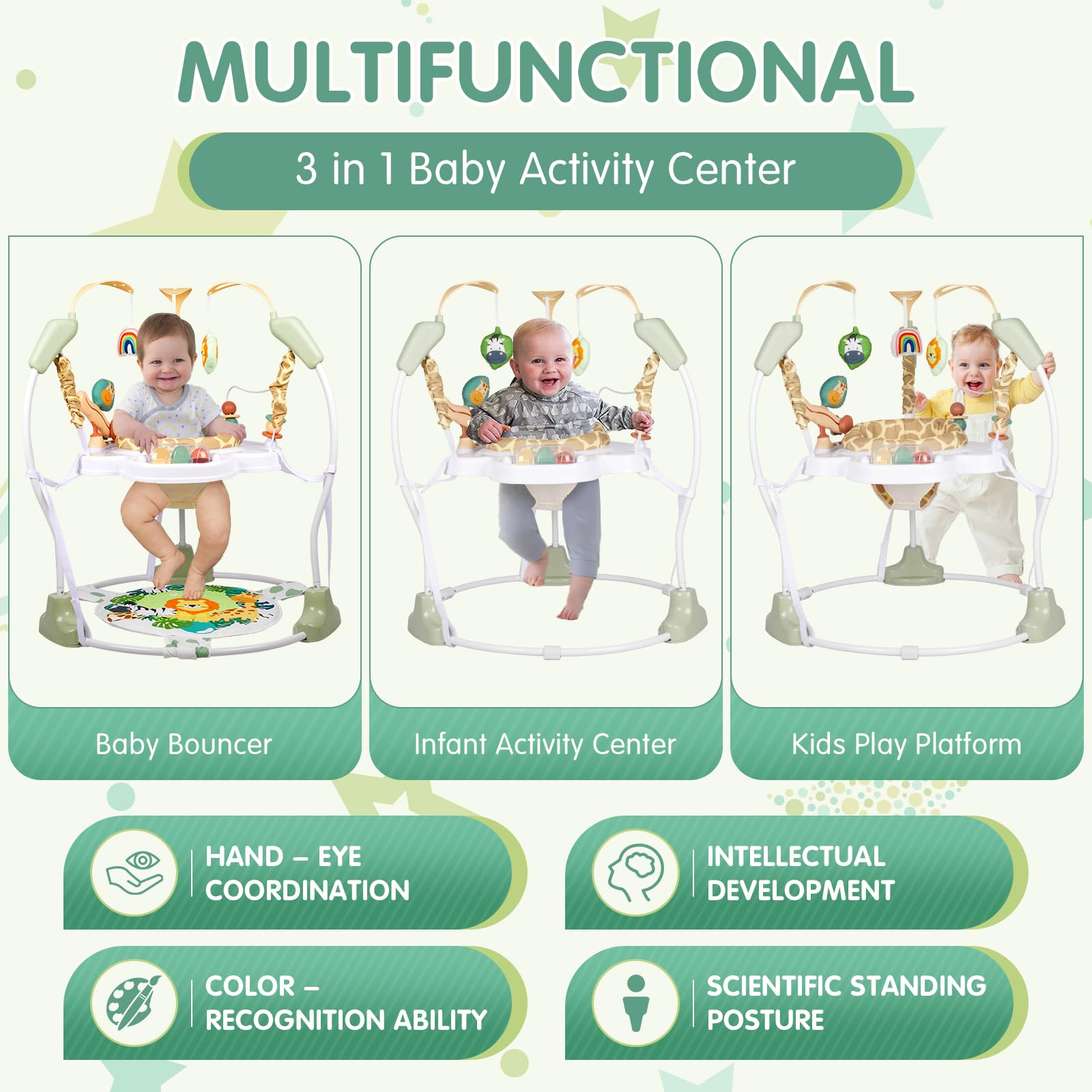 3-in-1 Baby Activity Center with 360° Rotating Seat and Music