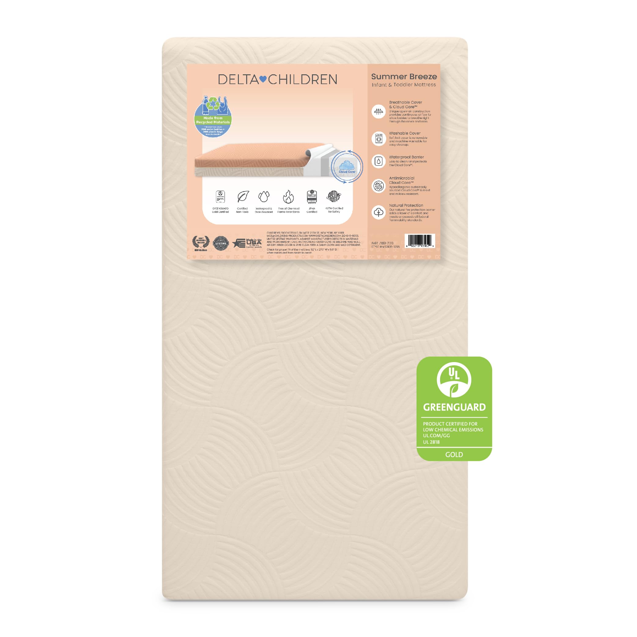 Summer Breeze Mattress - Breathable Baby Crib & Toddler Mattress