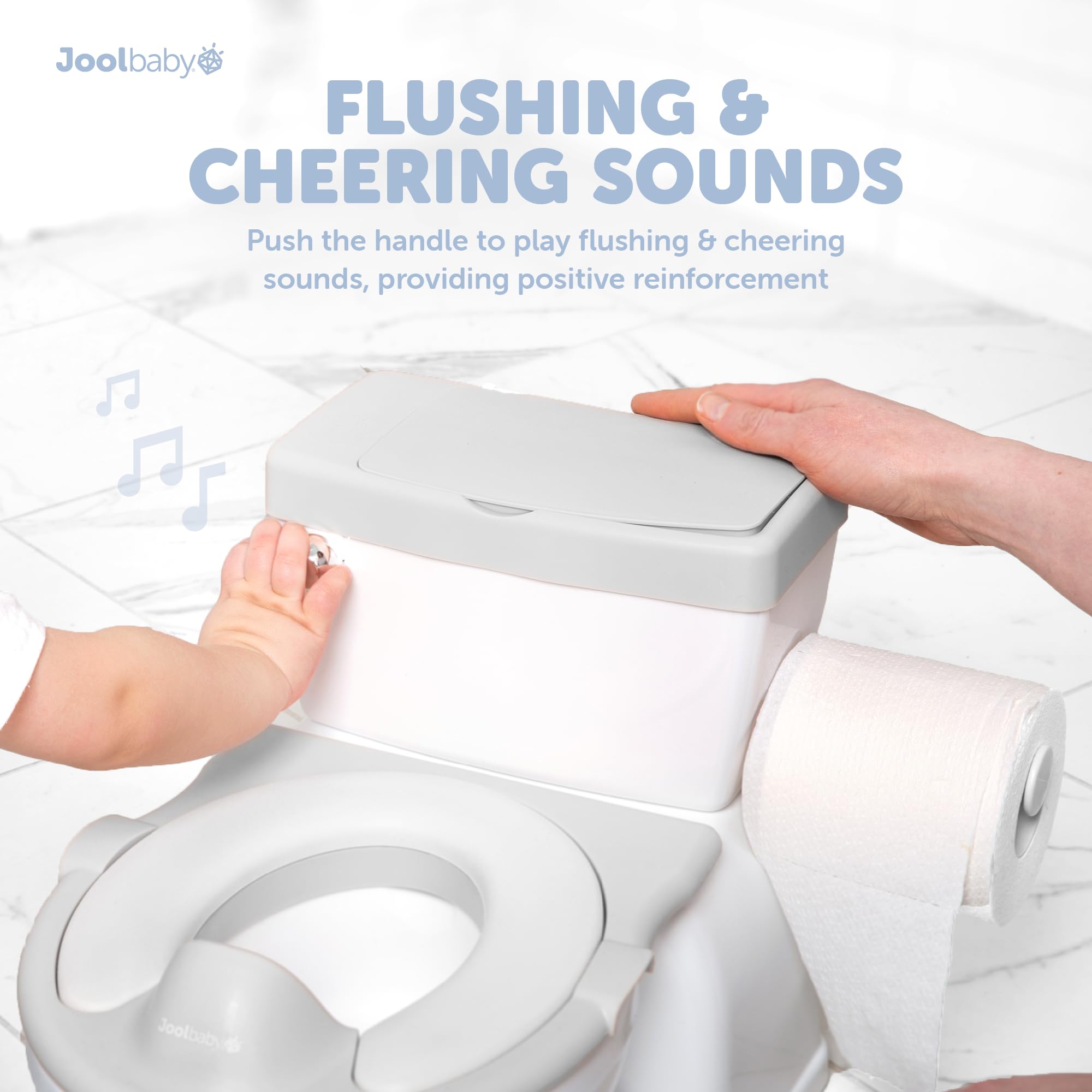 Real Feel 2-in-1 Potty with Wipes Storage, Flushing Sounds & Disposable Liners - Realistic Toilet - Easy to Clean & Assemble - Jool Baby (Gray)
