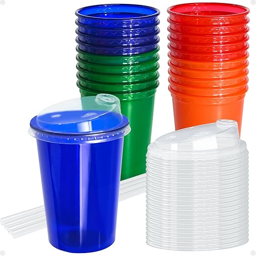 12 Oz Kids Sippy Cups, 200 Count Spill Proof Reusable Cup