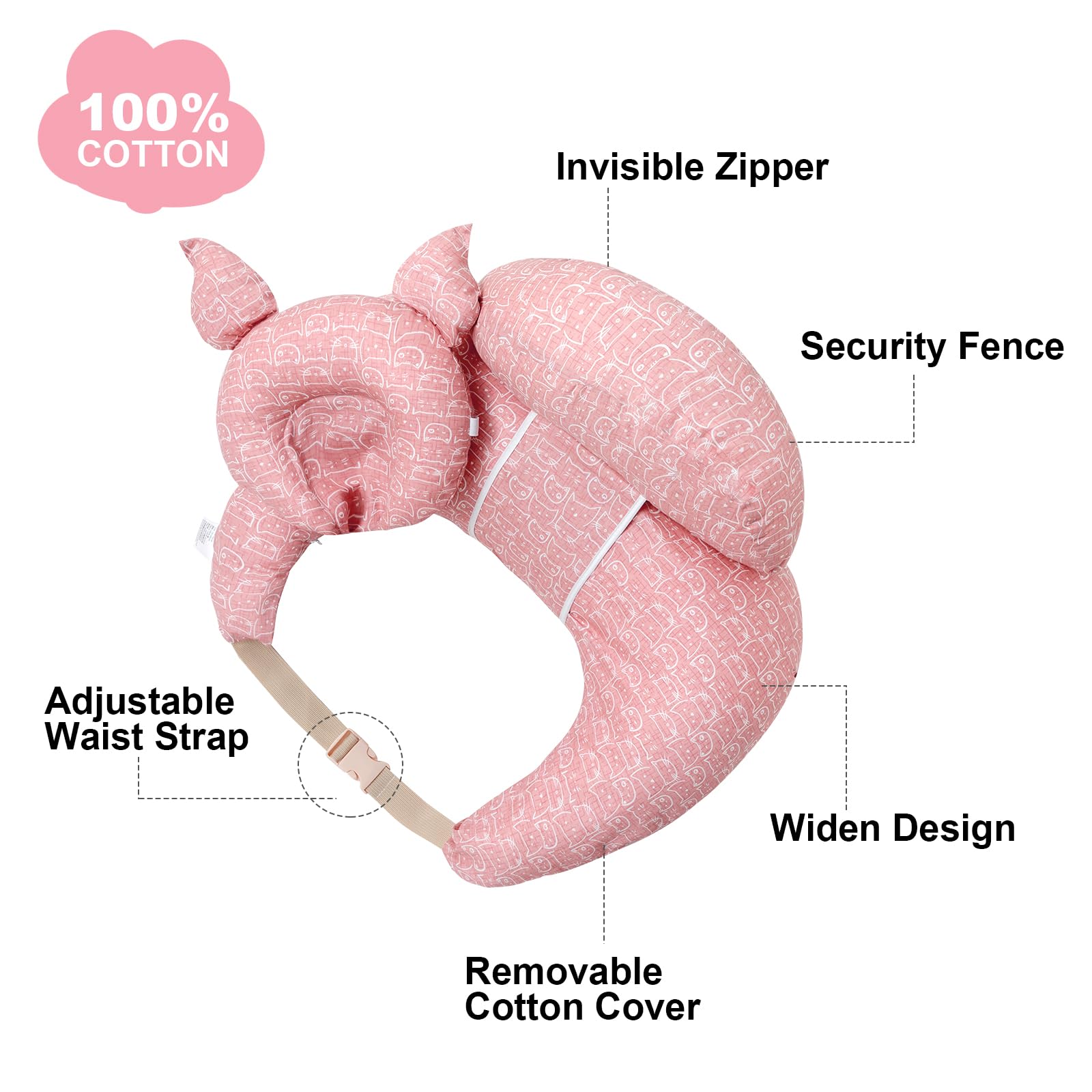 TinyTotsJoy Nursing Pillow for Breastfeeding, Breastfeeding Pillows for More Support for Mom and Baby, with Adjustable Waist Strap