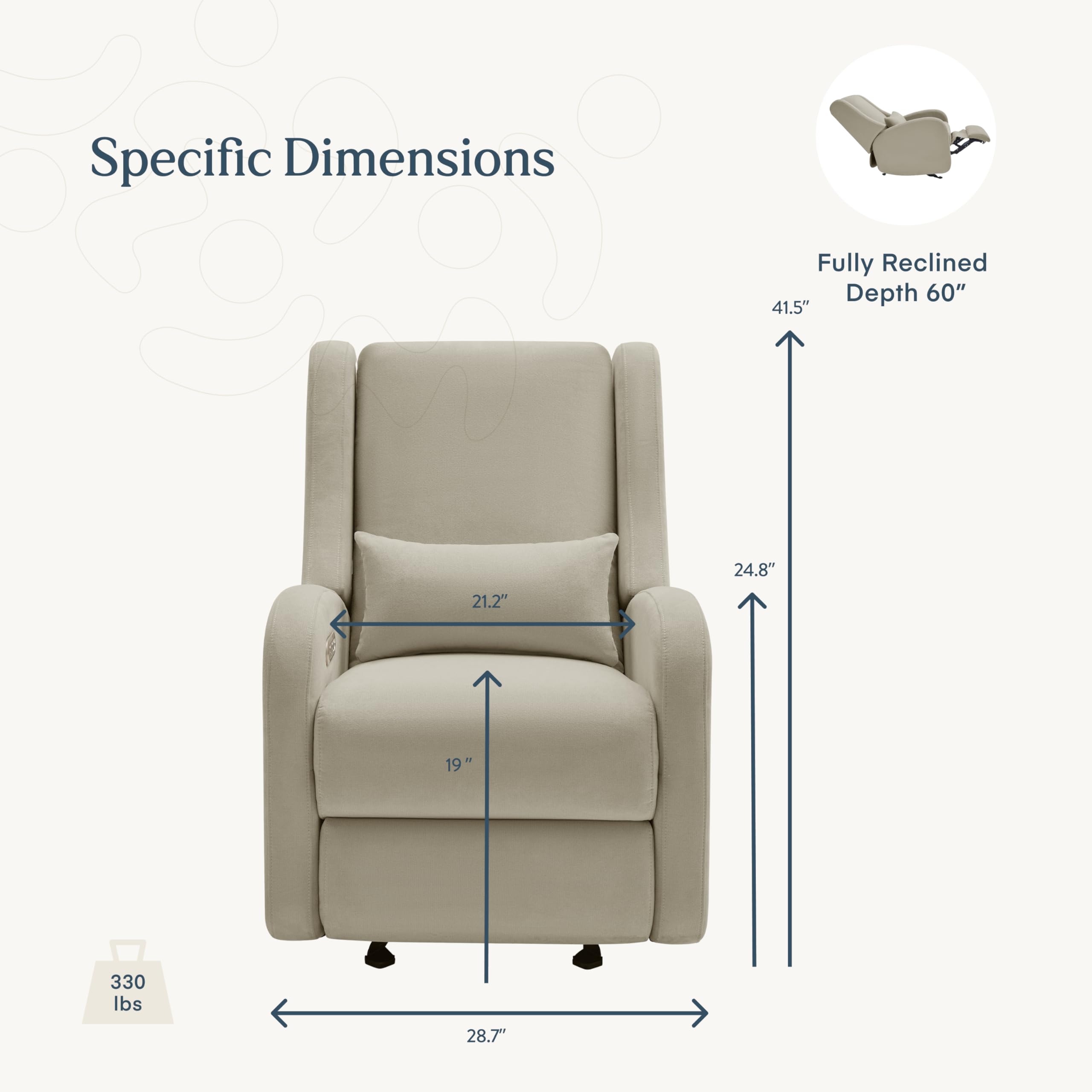 Power Reclining Glider for Nursery with Stain-Resistant Fabric