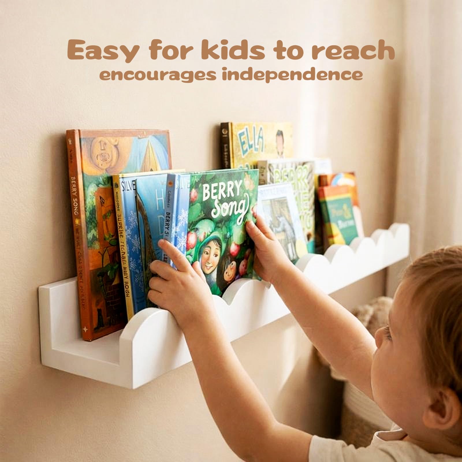 White Floating Shelves for Kids Room - 4 Pack