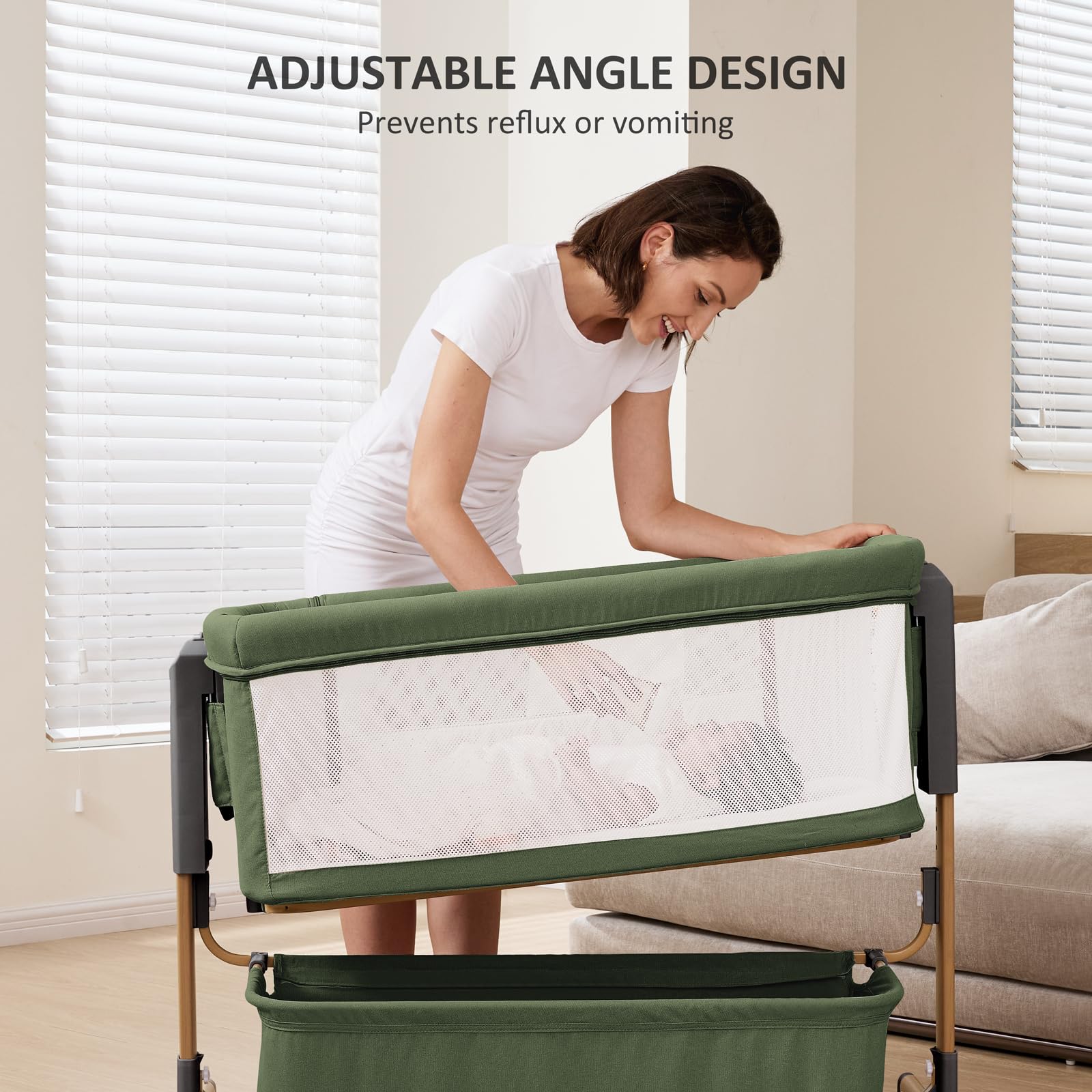 3-in-1 Adjustable Baby Bassinet with Rocking Feature