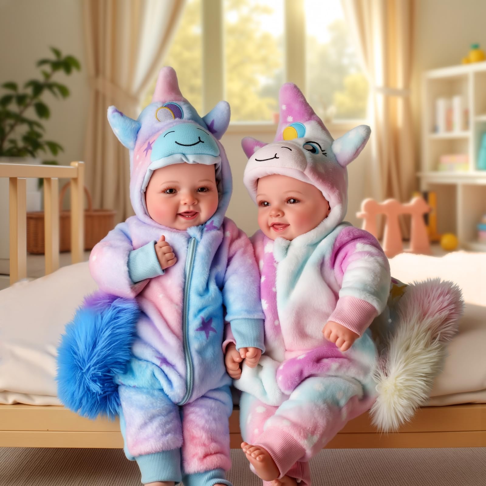 Baby Dolls Twins - 17'' Cute Soft Body Realistic Newborn Twin Dolls Real Life Baby