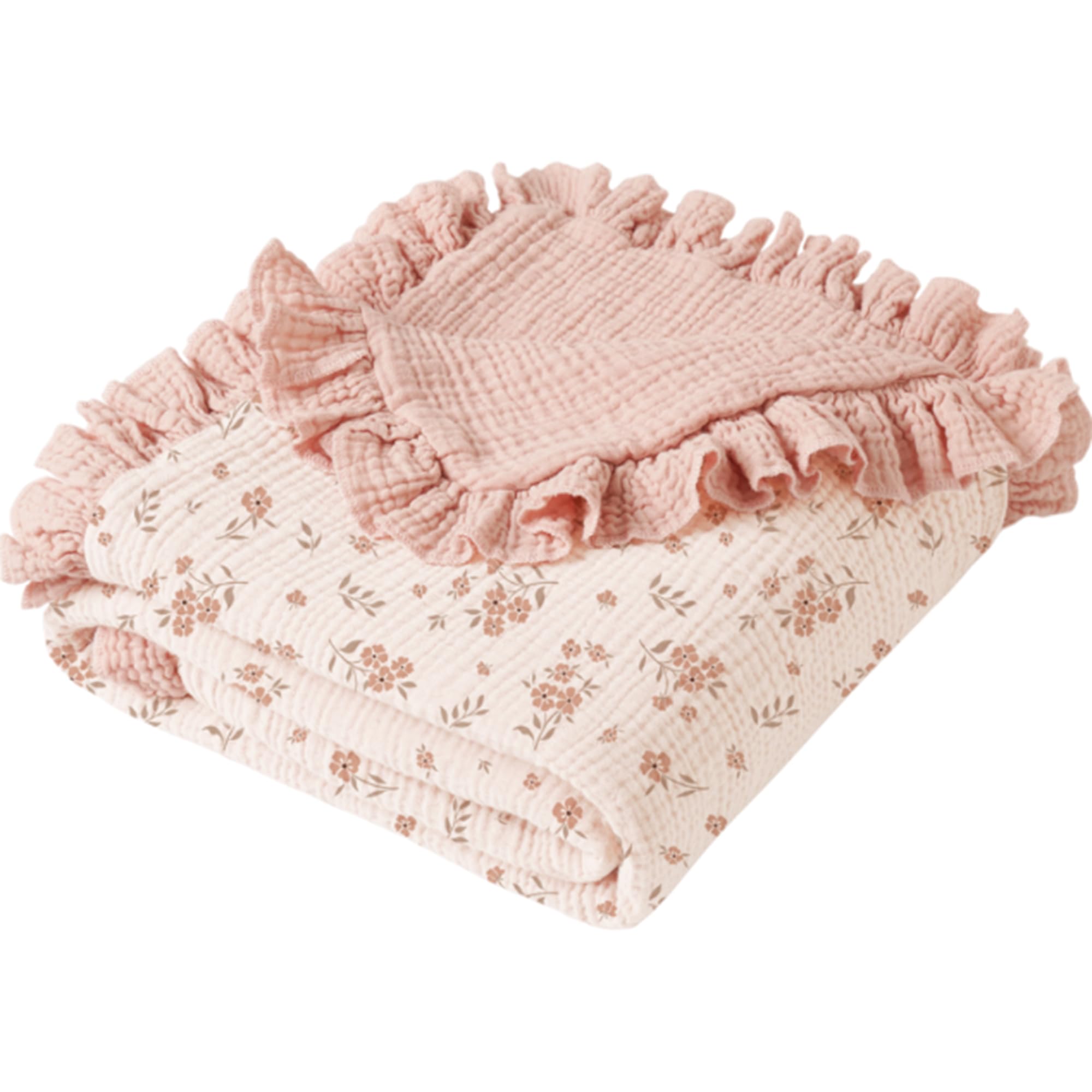 Flounce Muslin Baby Blankets, Cotton Crib Blanket for Baby Infant Toddler
