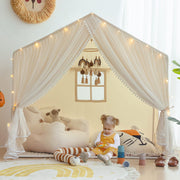Kids Play Tent with Padded Mat, Kids Tents Large Princess Castle Pompoms