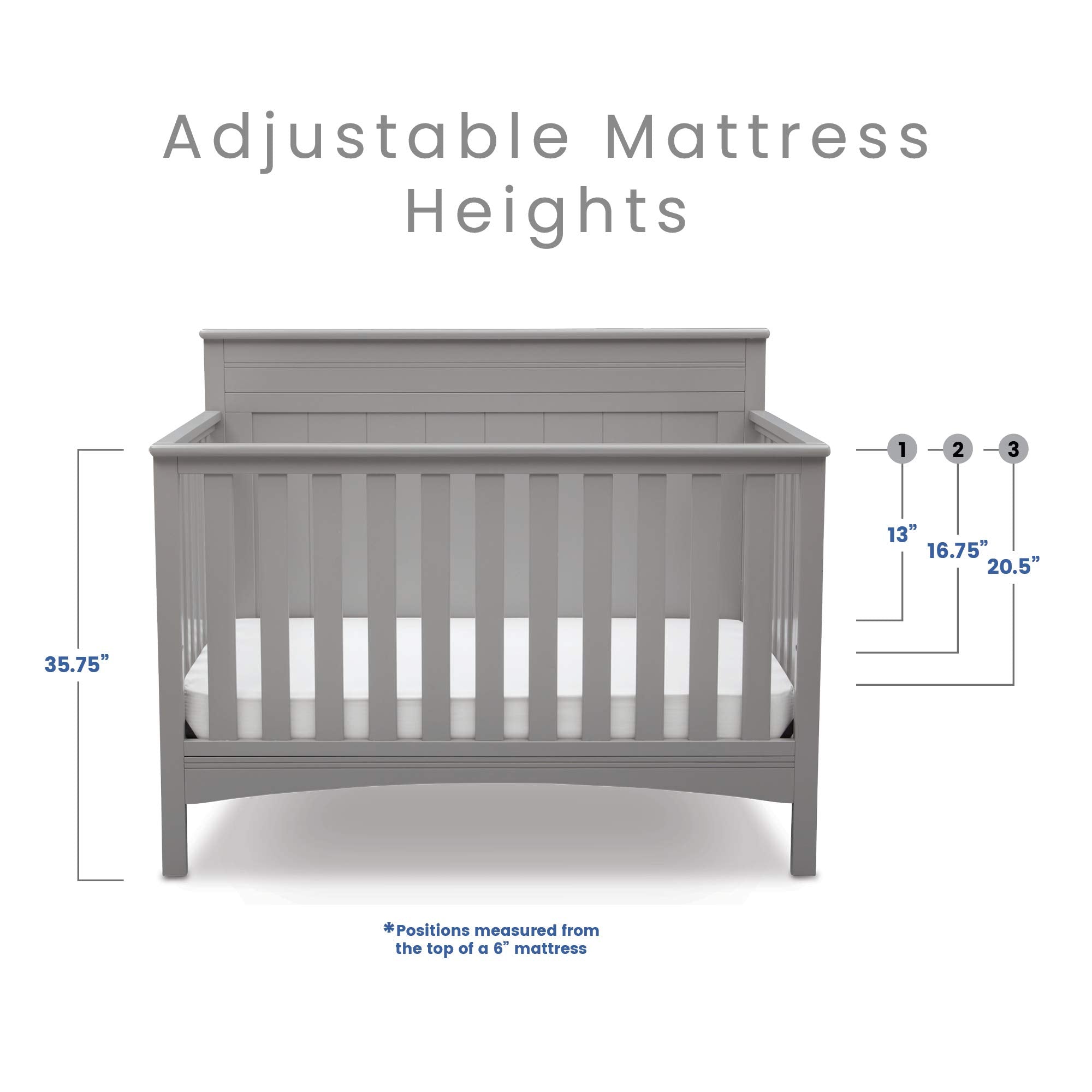 4-in-1 Convertible Baby Crib with Adjustable Mattress Heights