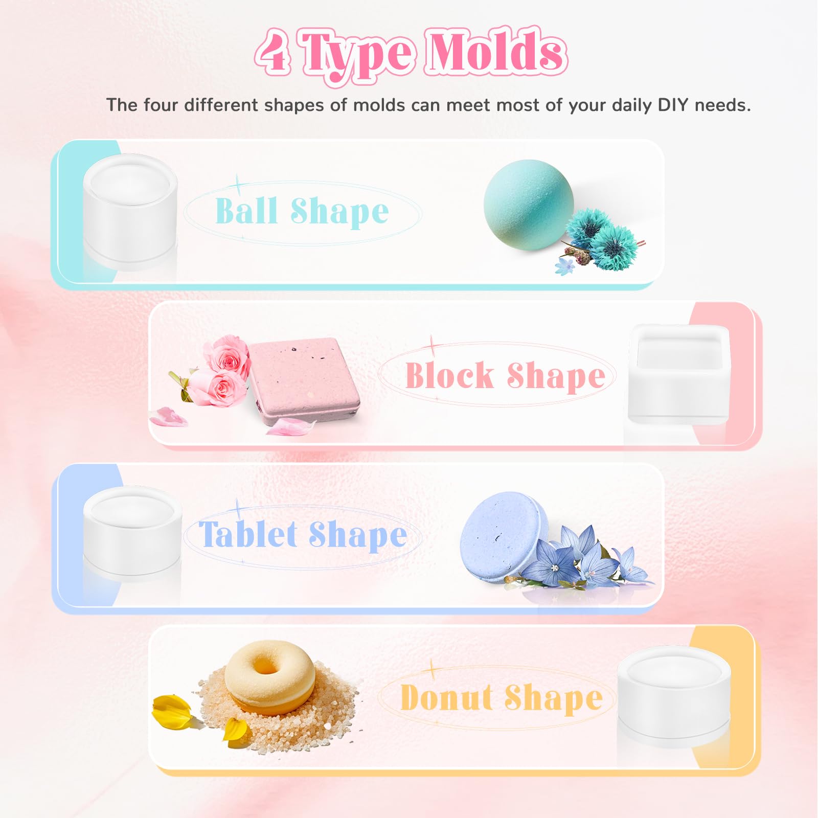 Bath Bomb Molds 4-Piece Set