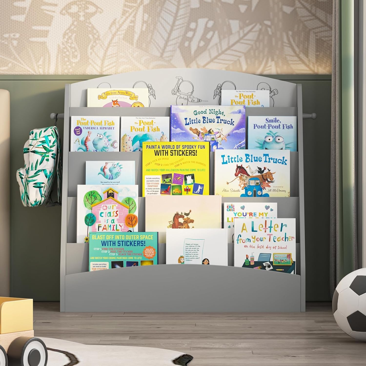 5-Tier Kids Bookshelf Montessori Toddler Book Rack