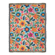 Mexican Floral Fiesta Pattern 050-60" x 80" Heirloom Woven Blanket