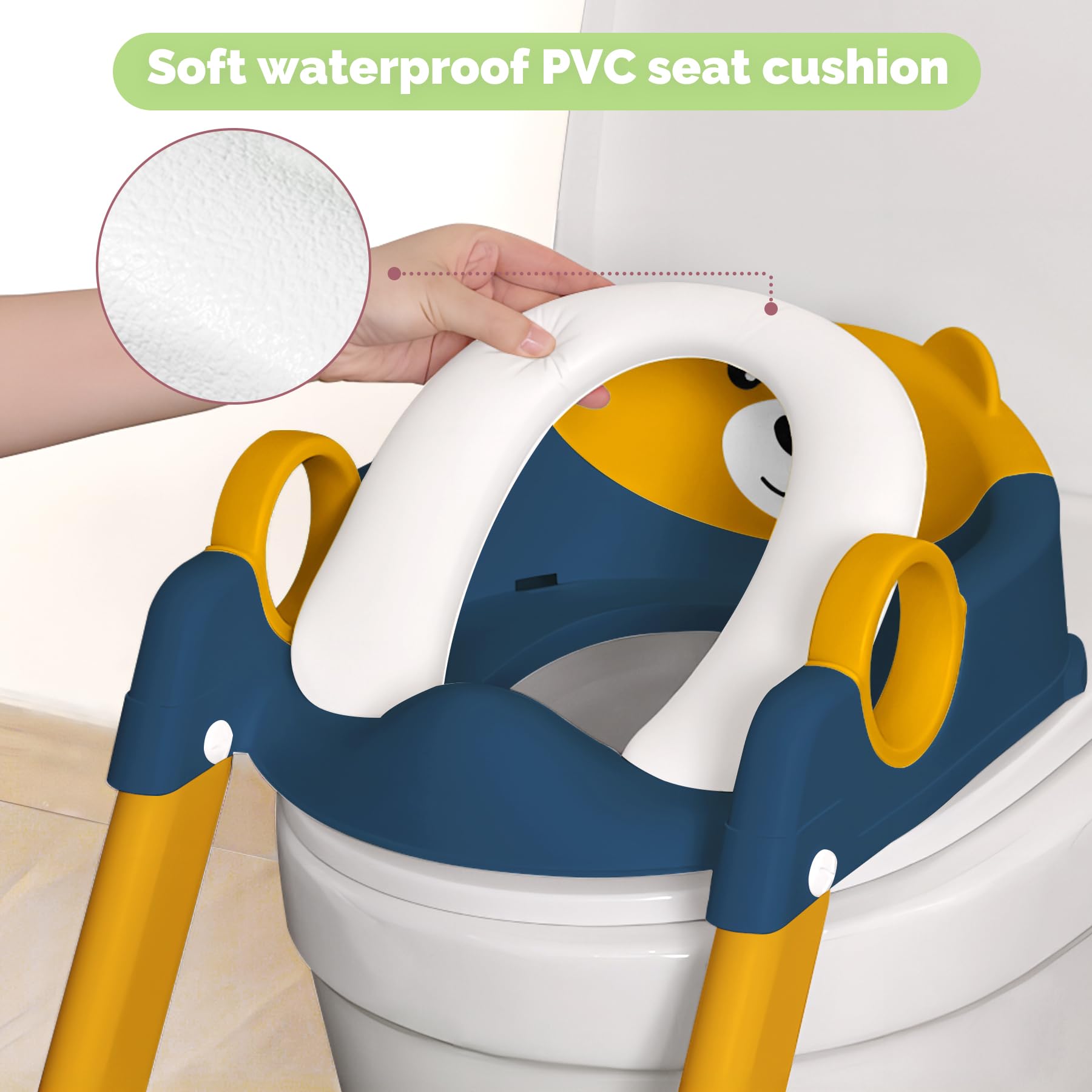 COOSEYA Toilet Seat, Potty Training Seat for Toddler, Upgraded 2-in-1 Potty Toilet Training for Boys and Girls,Waterproof Cushioned Mat with Non-slip Step Stool