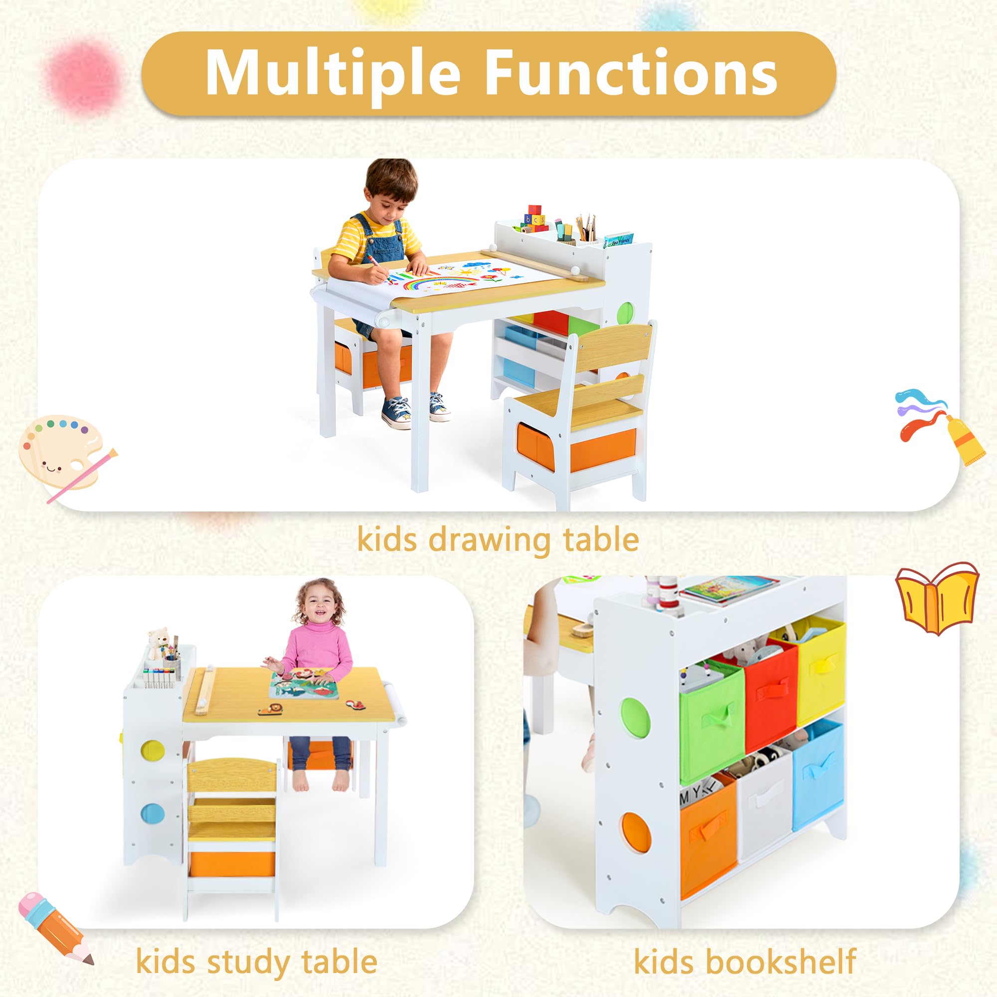 Kids Toddler Activity Table and Chair Set with Storage