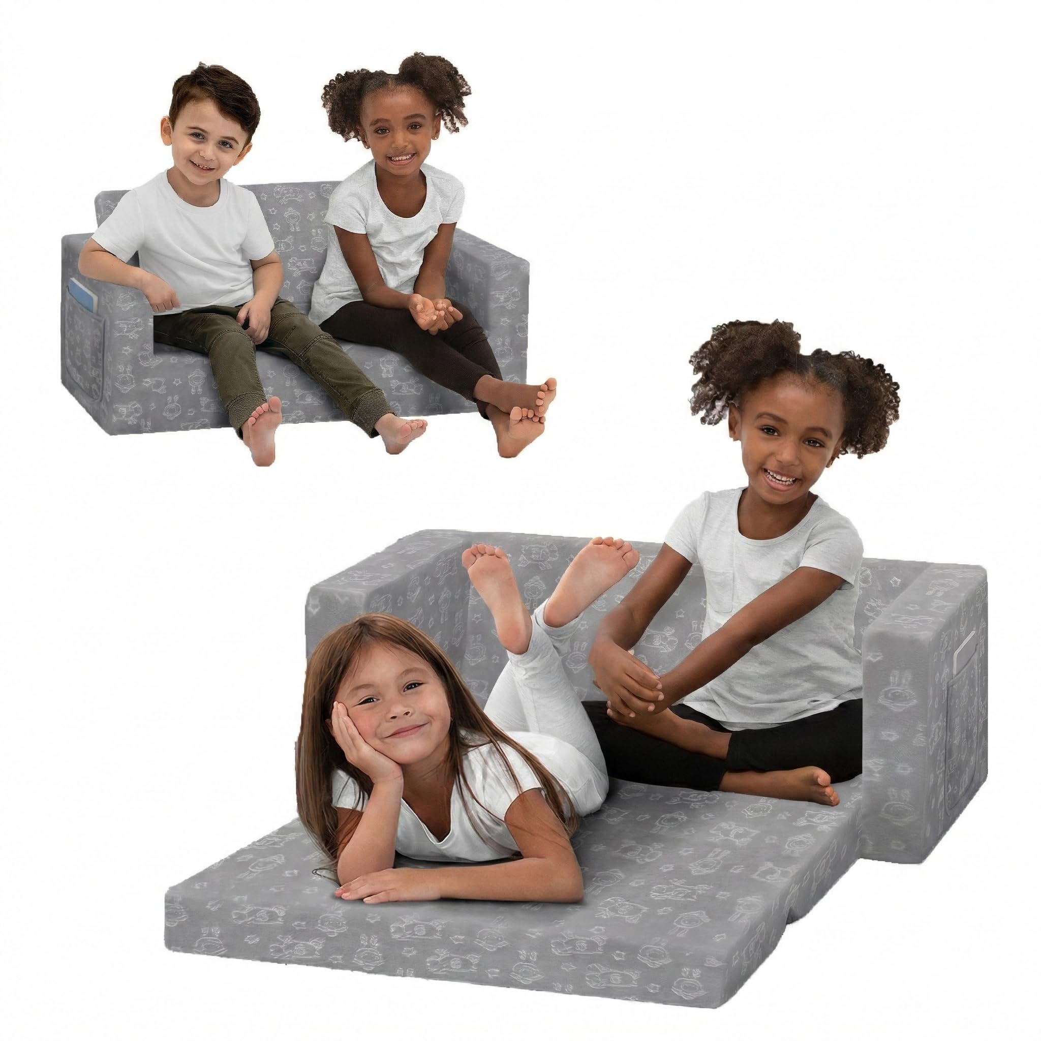 Convertible Kids Sofa Sleeper with Washable Cover