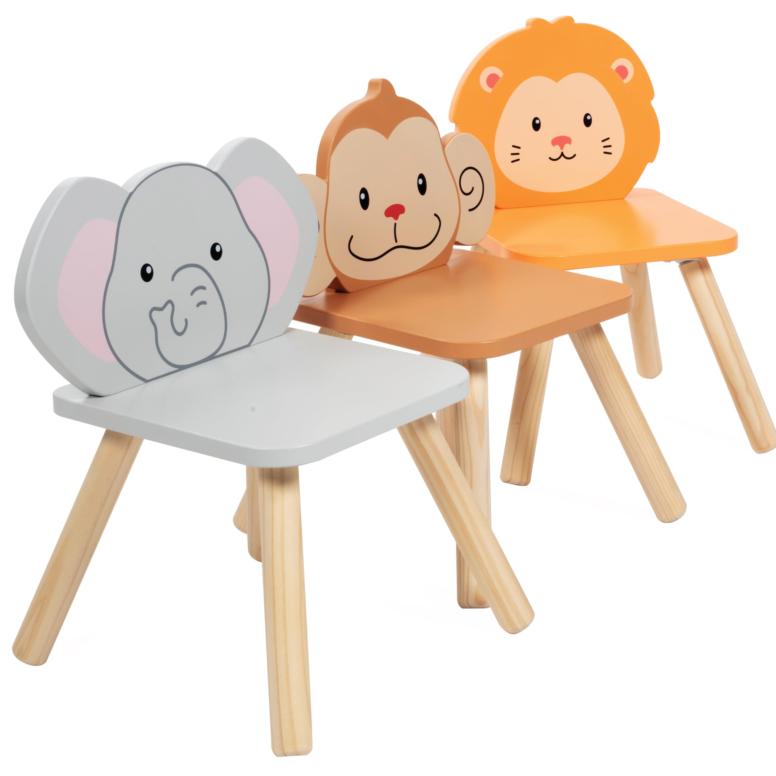 Zoo Animal Wooden Table and Chair Set with 4 Seats for Kids