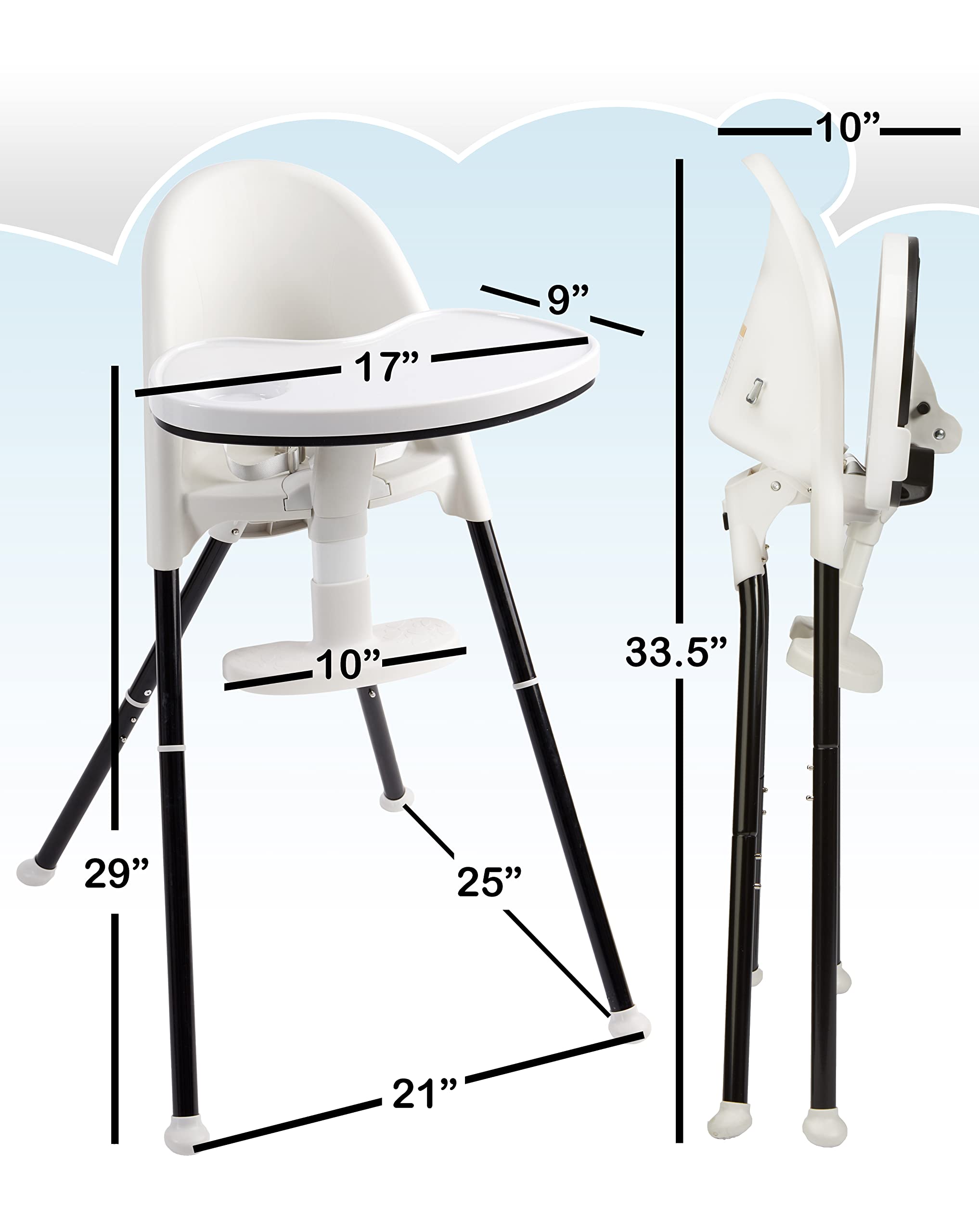 Convertible High Chair with Adjustable Backrest and Tray