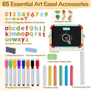 Joycat Wooden Double-Sided Magnetic Tabletop Easel For Kids, No Assembly Needed, 360° Smooth Adjustable Tilt & Anti-Slip Base,3-in-1 Kids Art Easel & station with 65 Accessories,Ideal Gift for Ages 3+