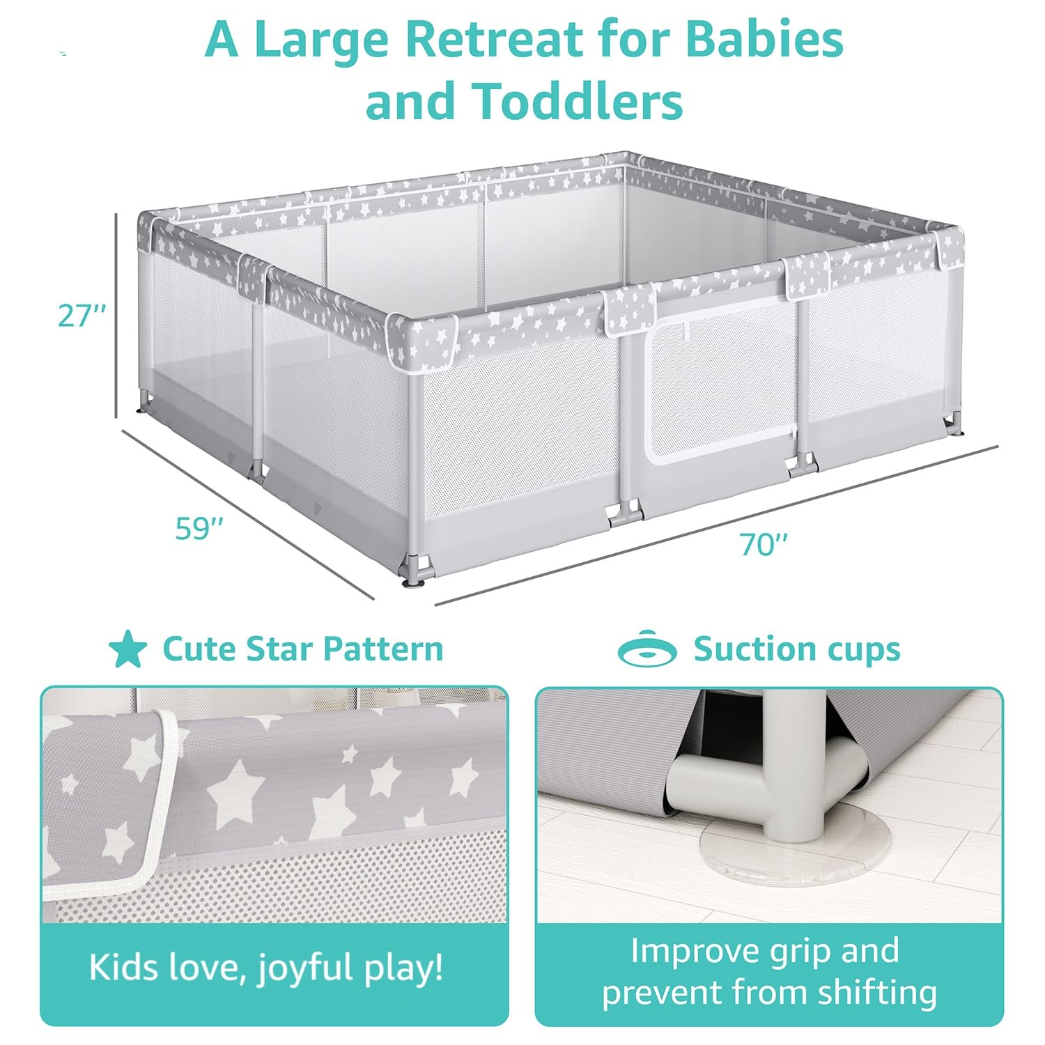 Large Baby Playpen 70x59 Inches