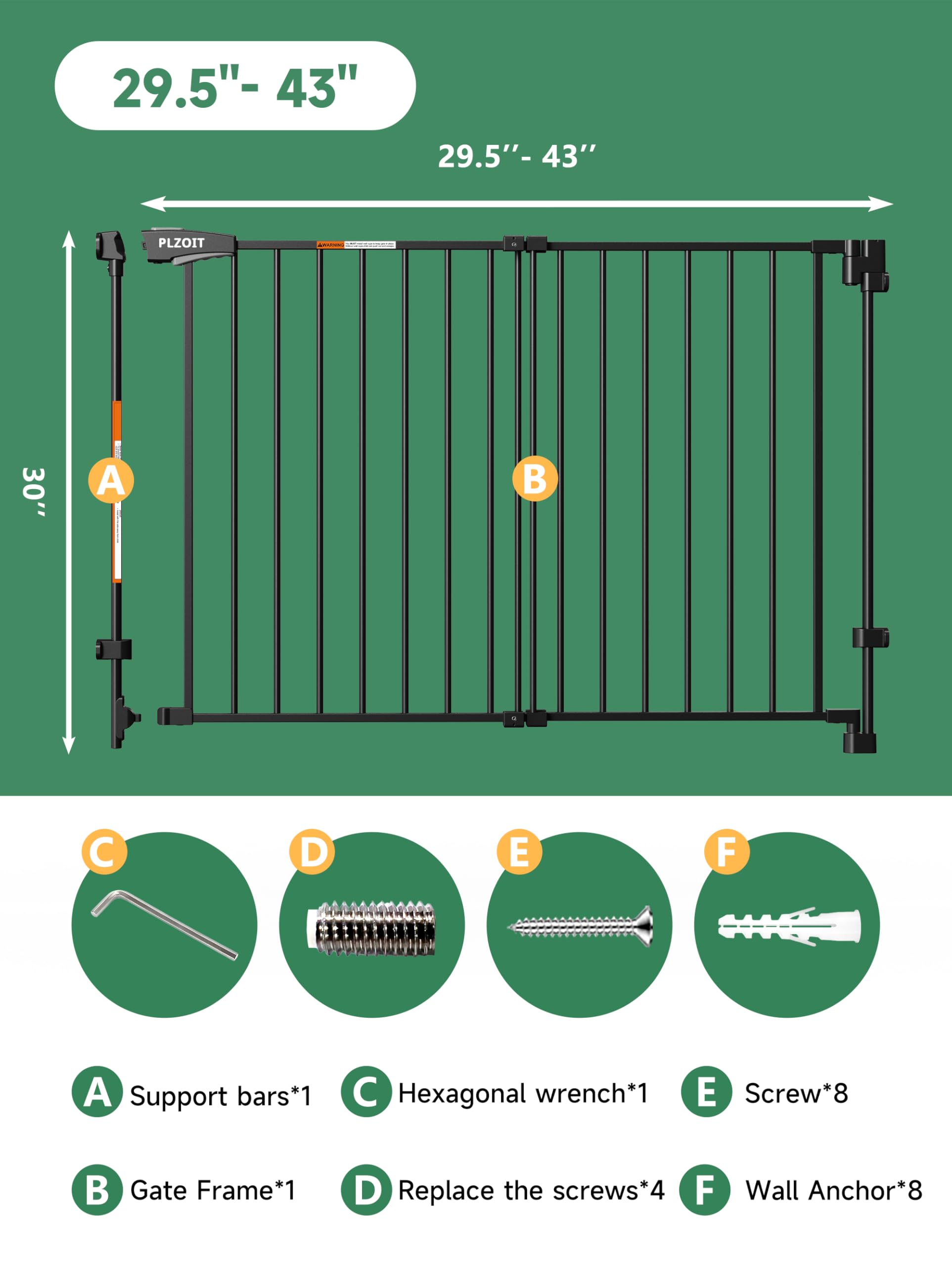 Extra-Wide Freestanding Pet Gate with Auto-Close Door - 5 Panels