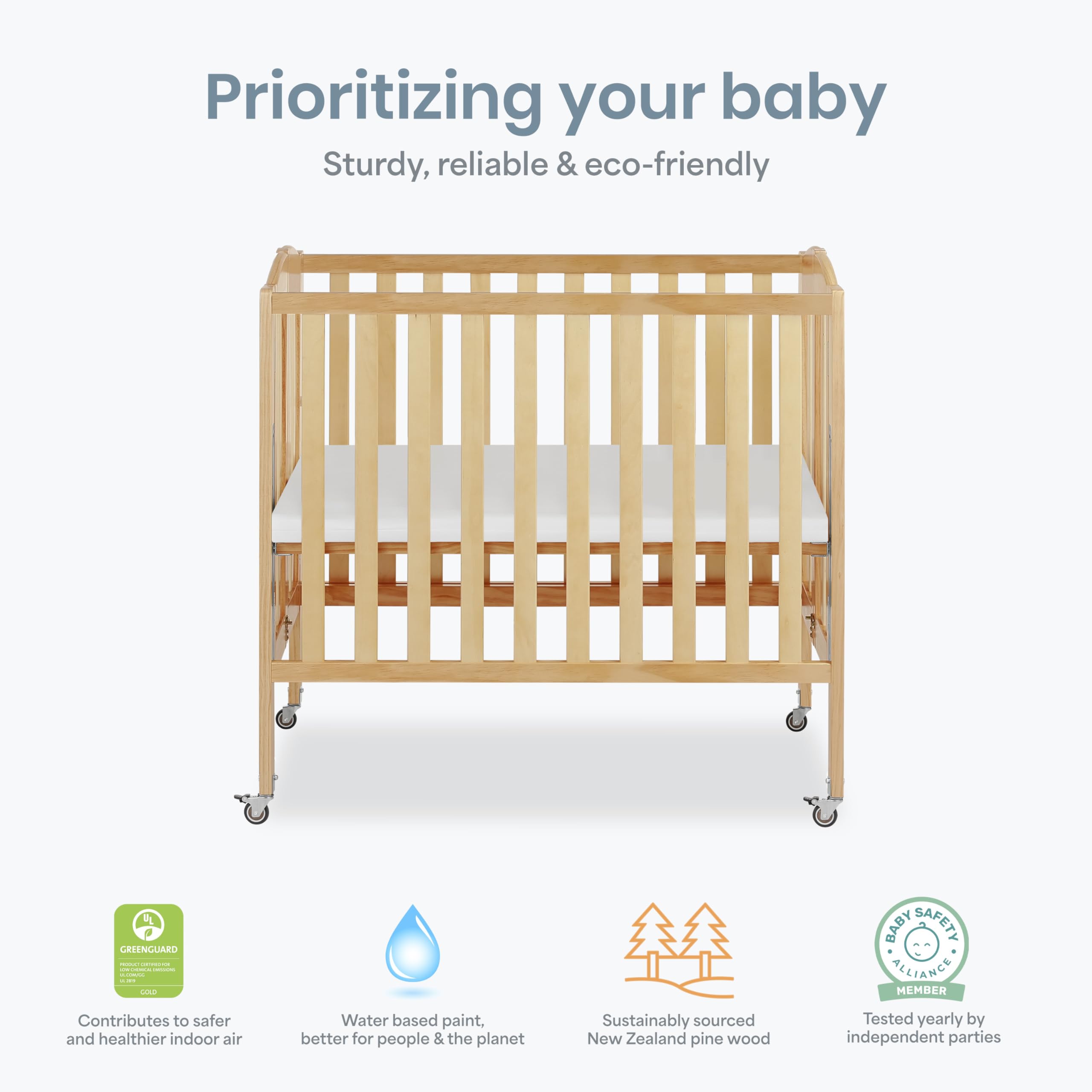 3-in-1 Folding Portable Crib with Wheels