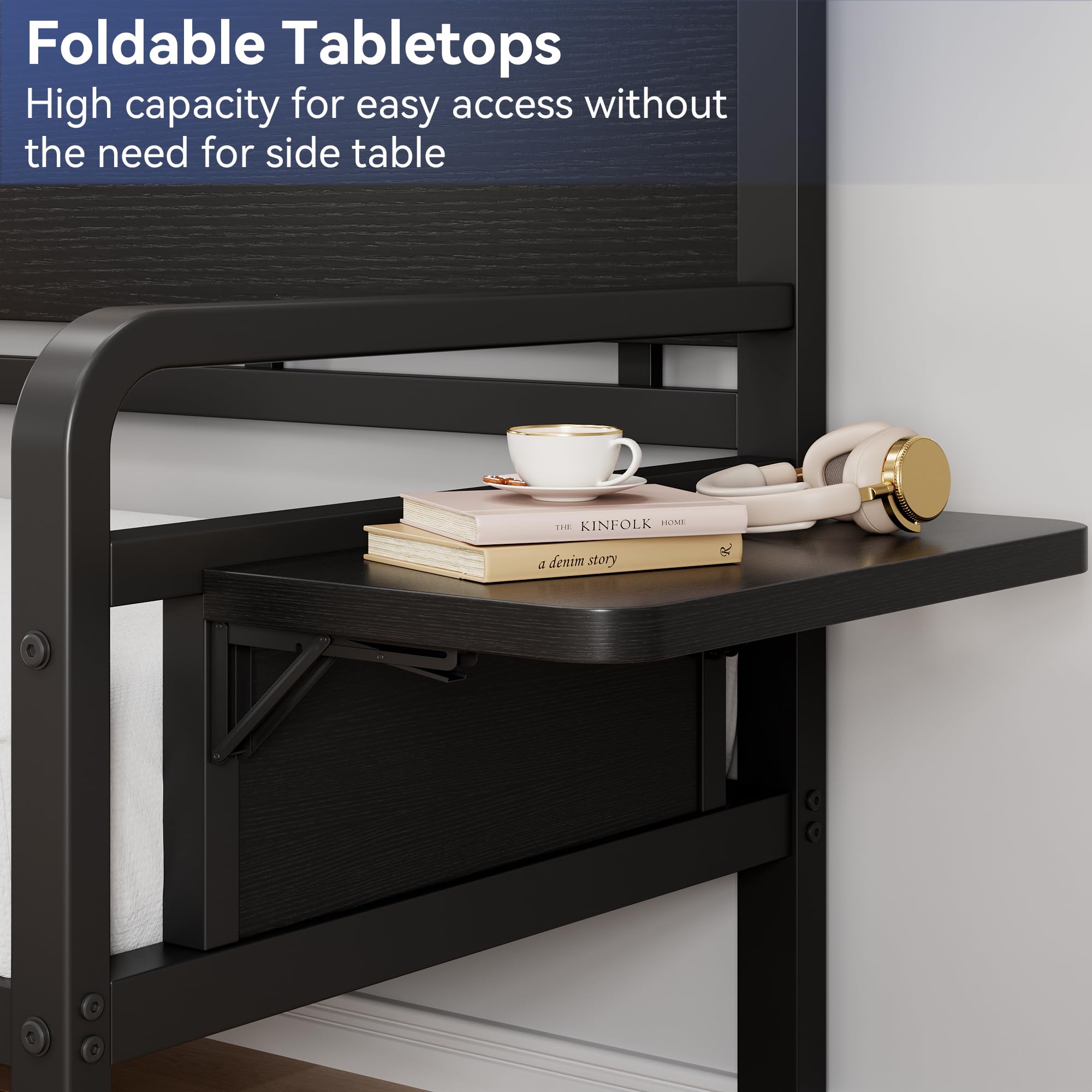 Twin Daybed with Pop-Up Trundle and LED Lights